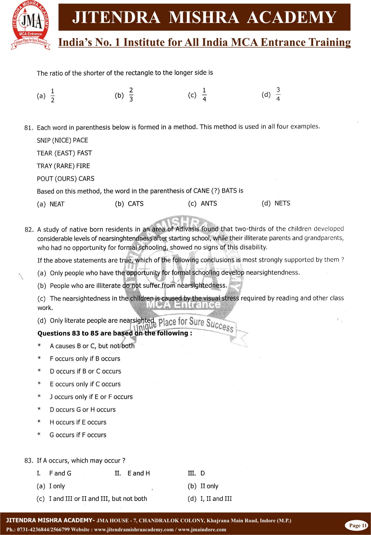 NIMCET - 2012(11)