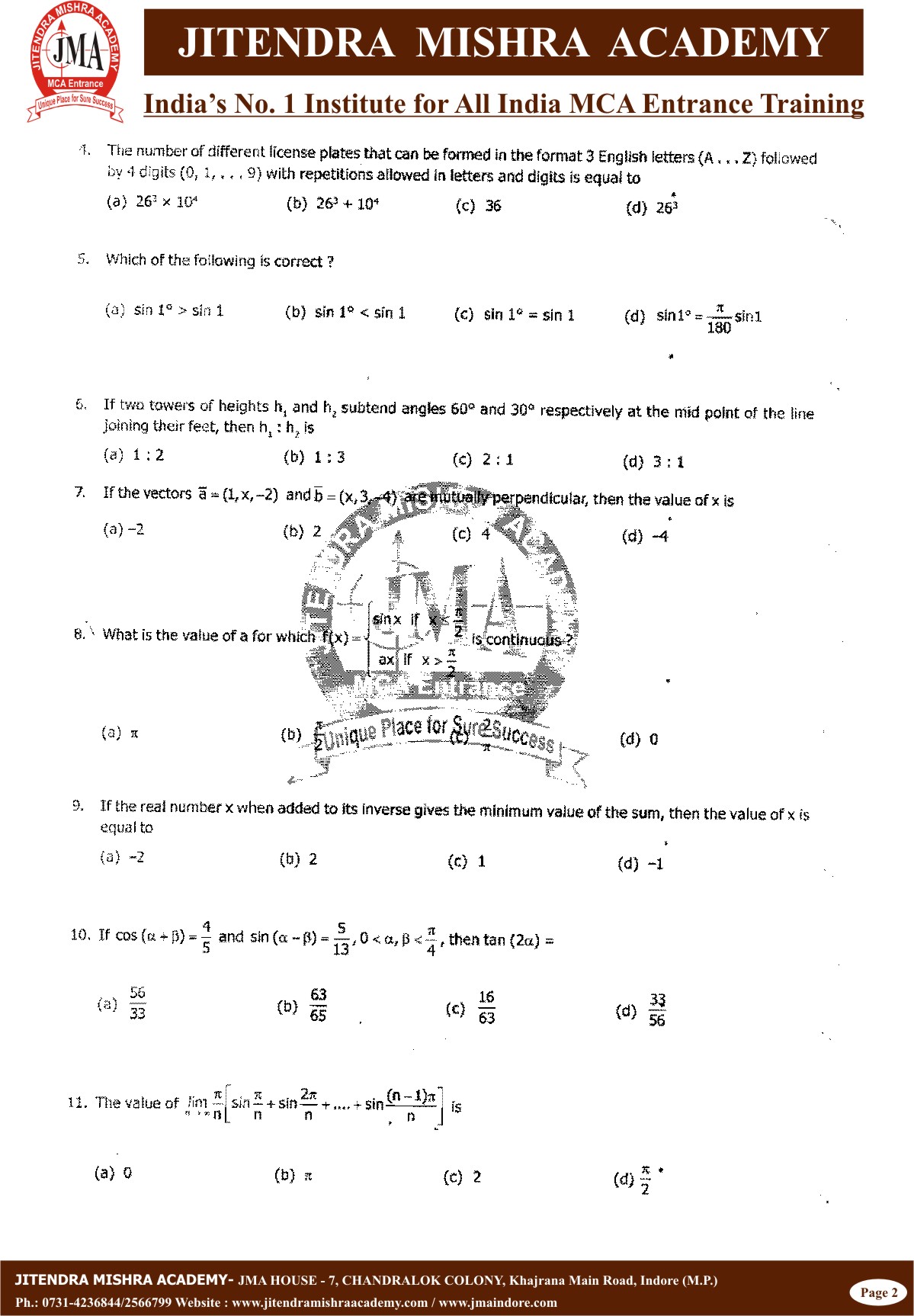 NIMCET - 2012(2)