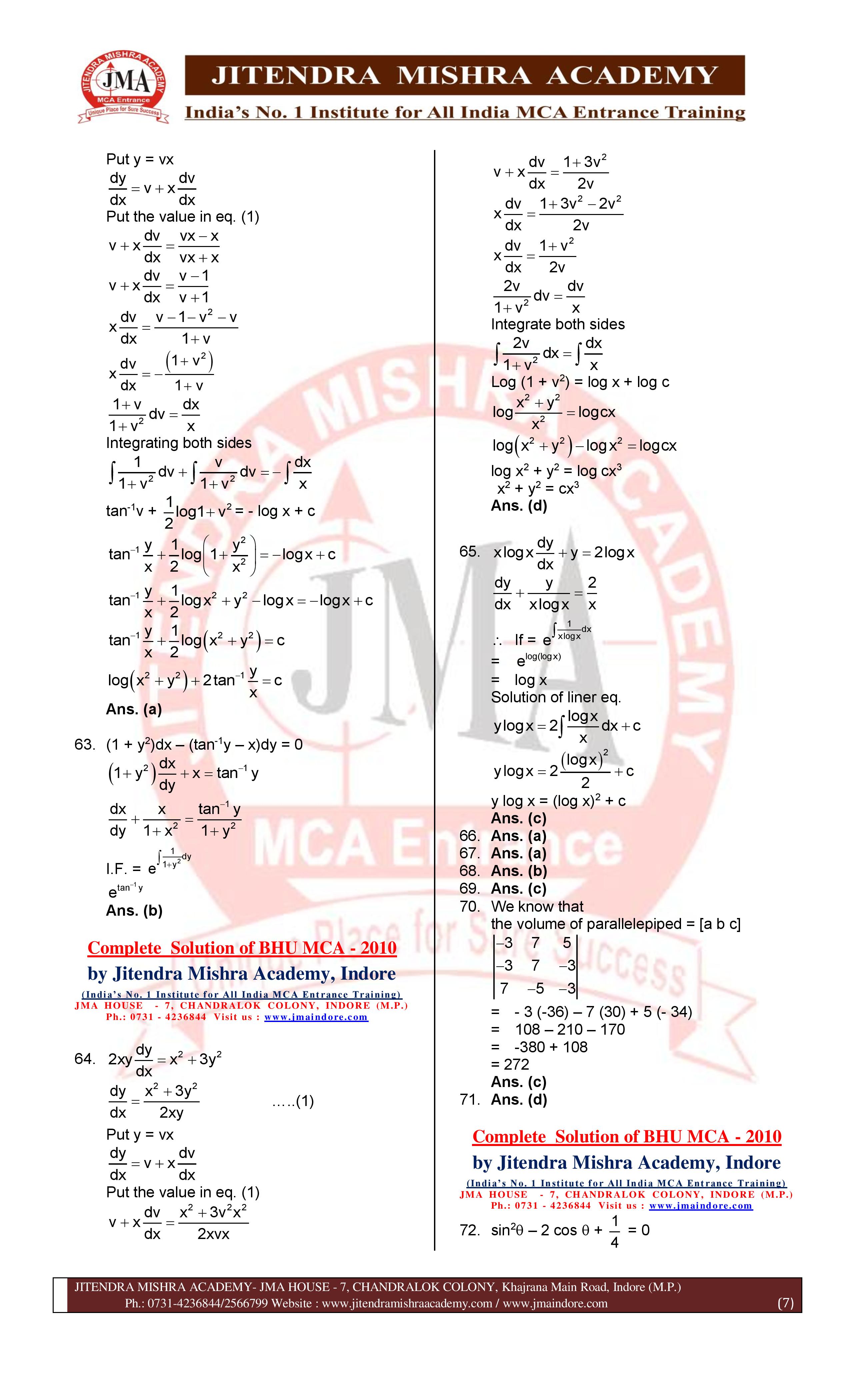 BHU MCA 2010 (SET - 1) Solution-page-007