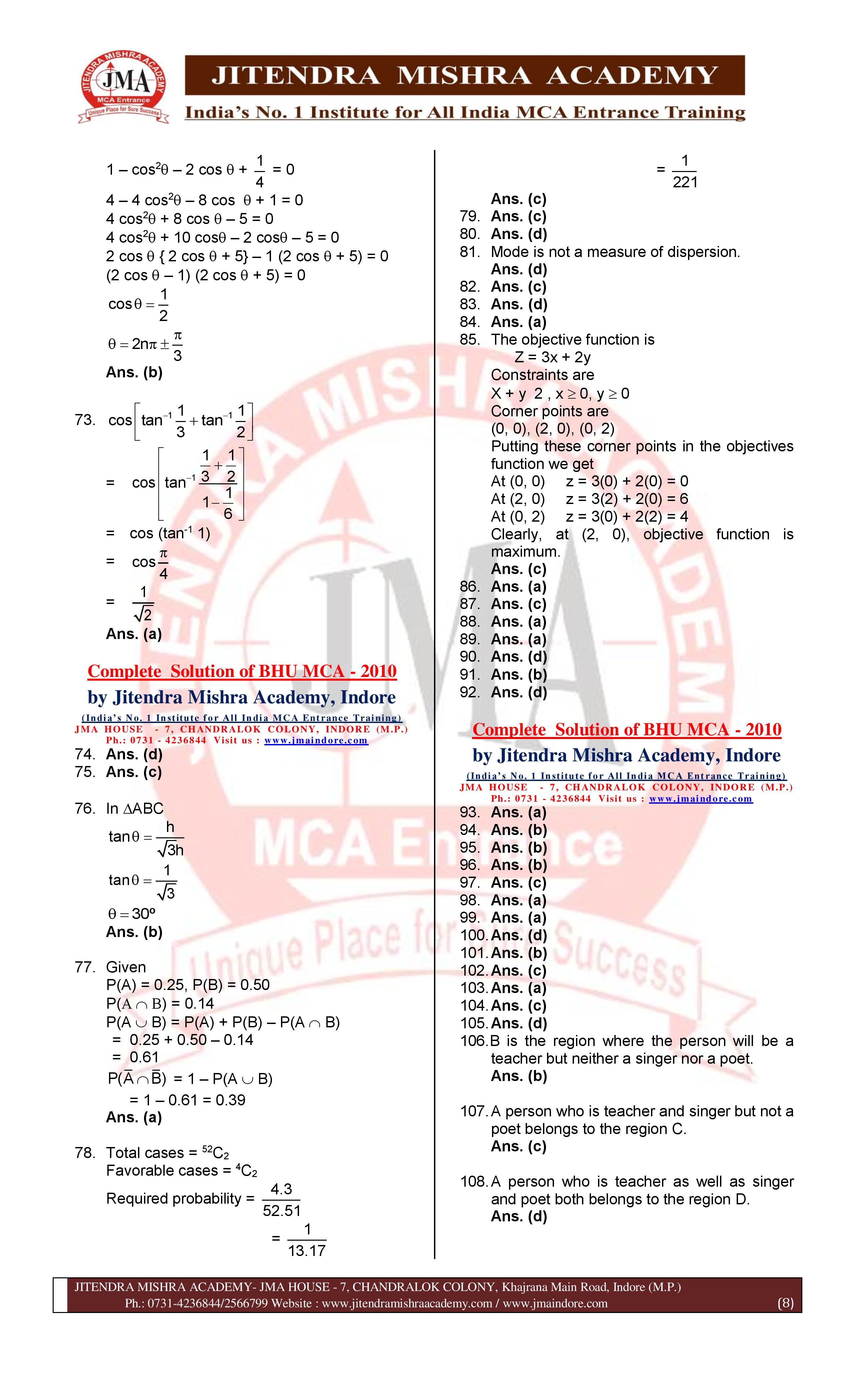 BHU MCA 2010 (SET - 1) Solution-page-008