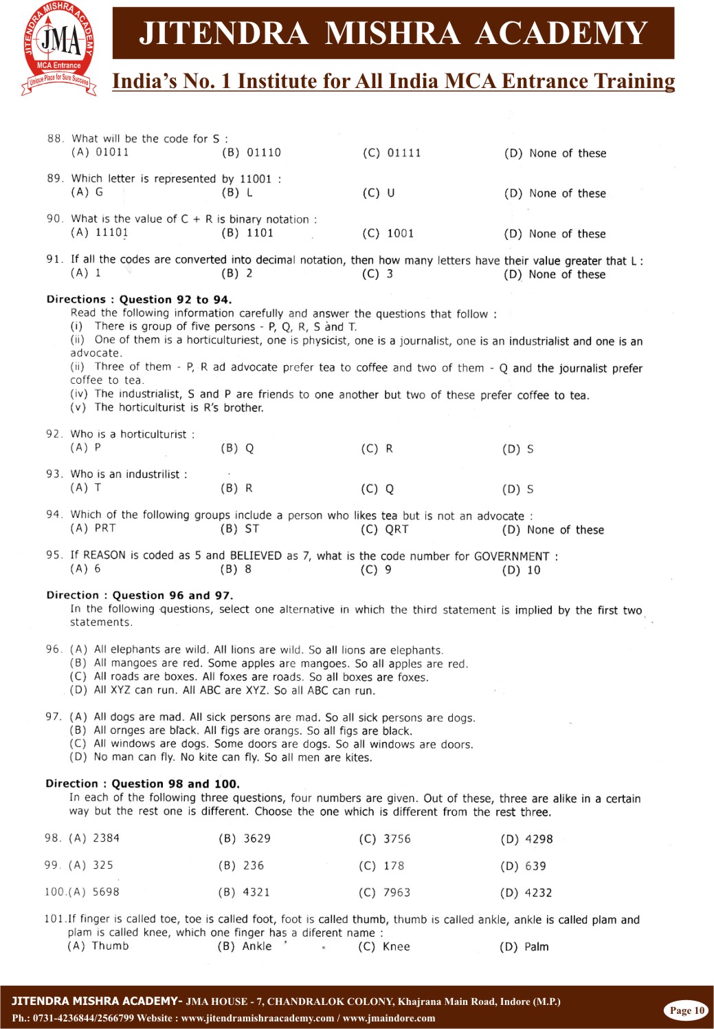 NIMCET - 2010(10)