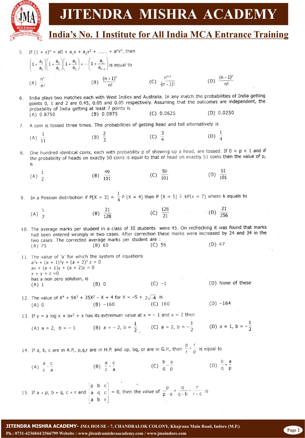 NIMCET - 2010(2)