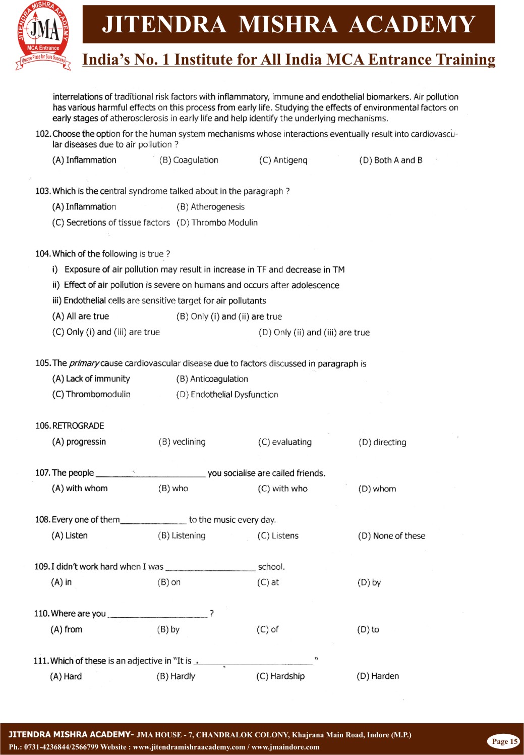 NIMCET - 2011(15)