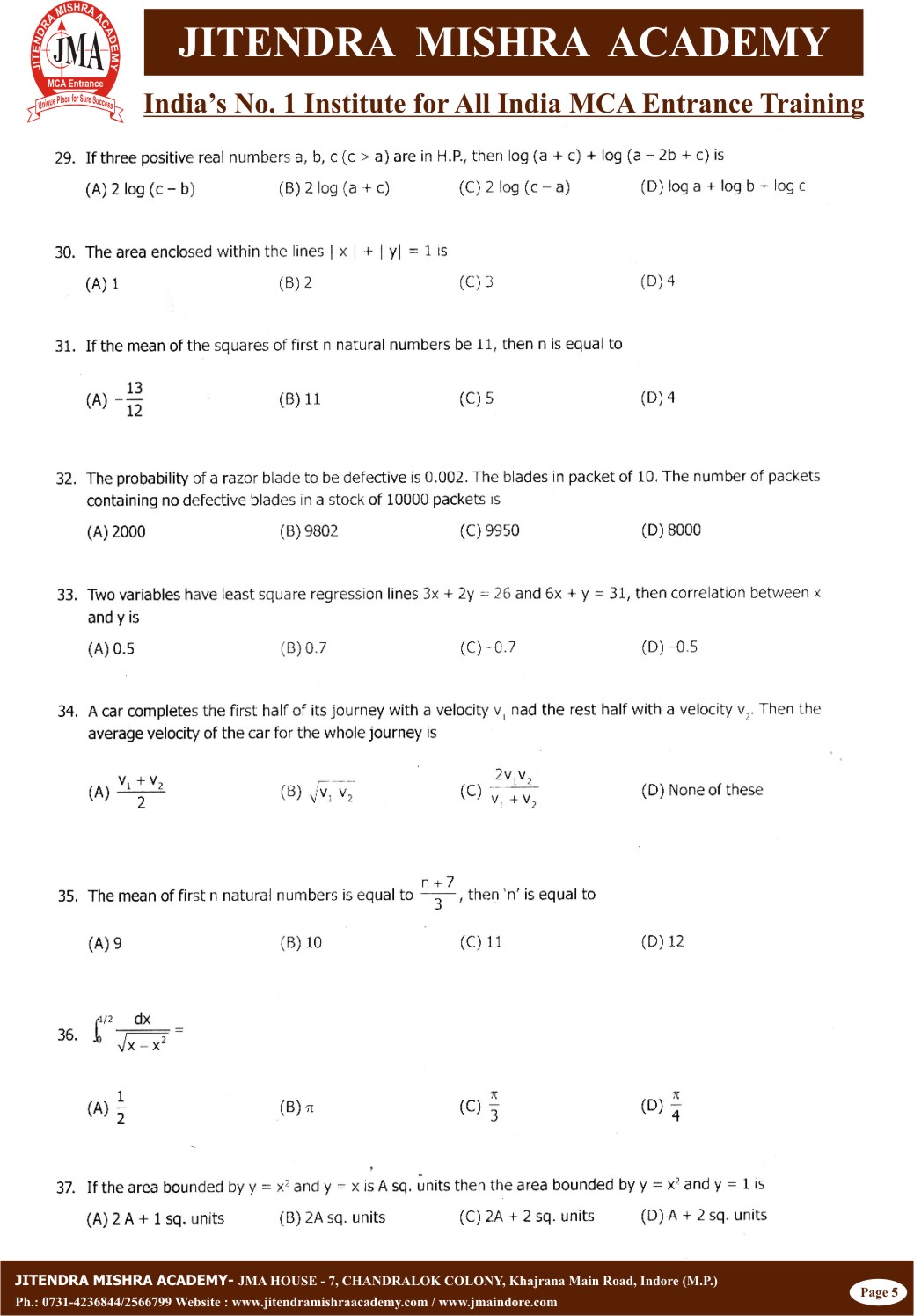 NIMCET - 2011(5)