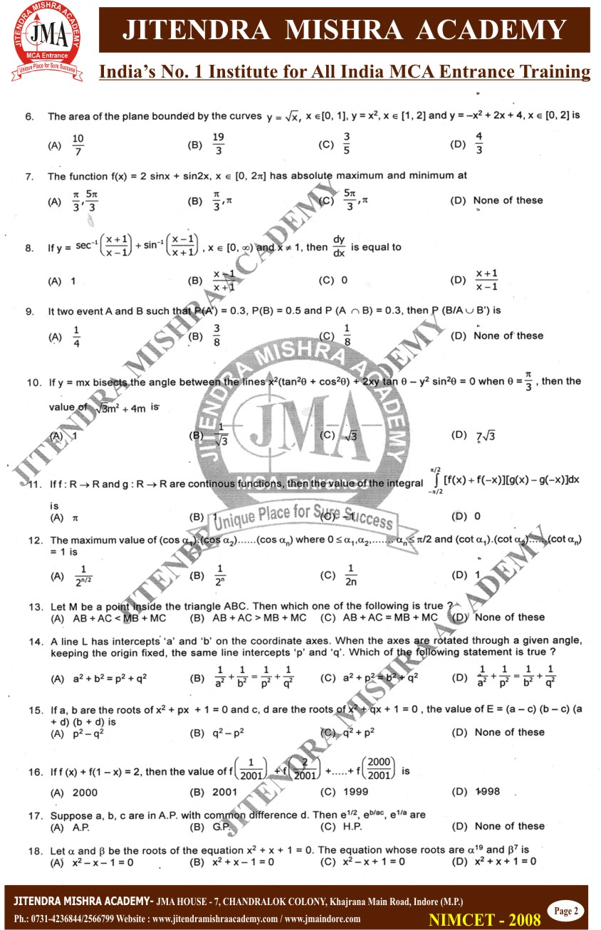 NIMCET 2008 PAPER (2)