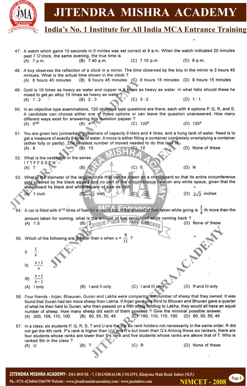 NIMCET 2008 PAPER (5)