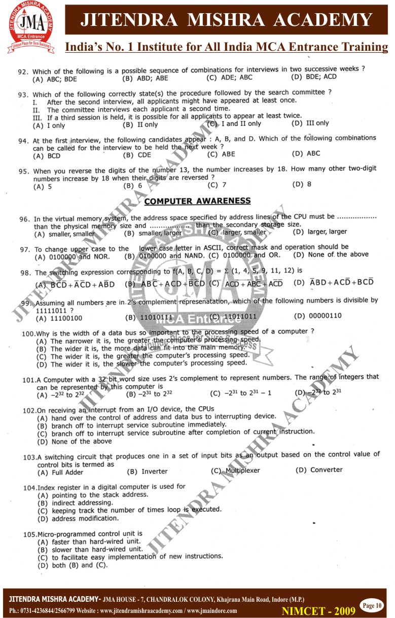 NIMCET 2009 PAPER (10)