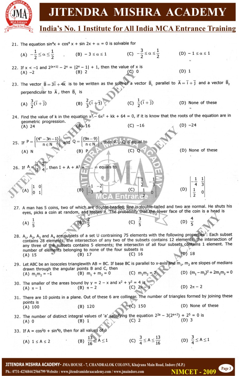 NIMCET 2009 PAPER (3)