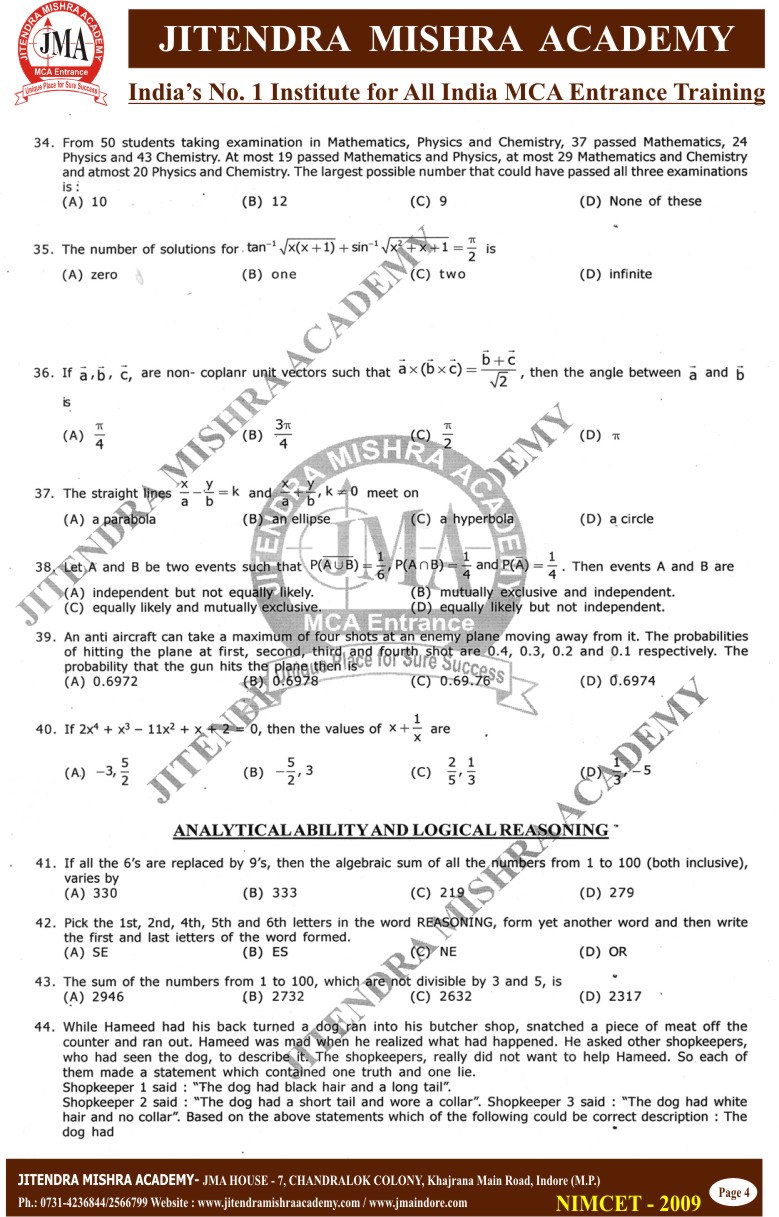 NIMCET 2009 PAPER (4)