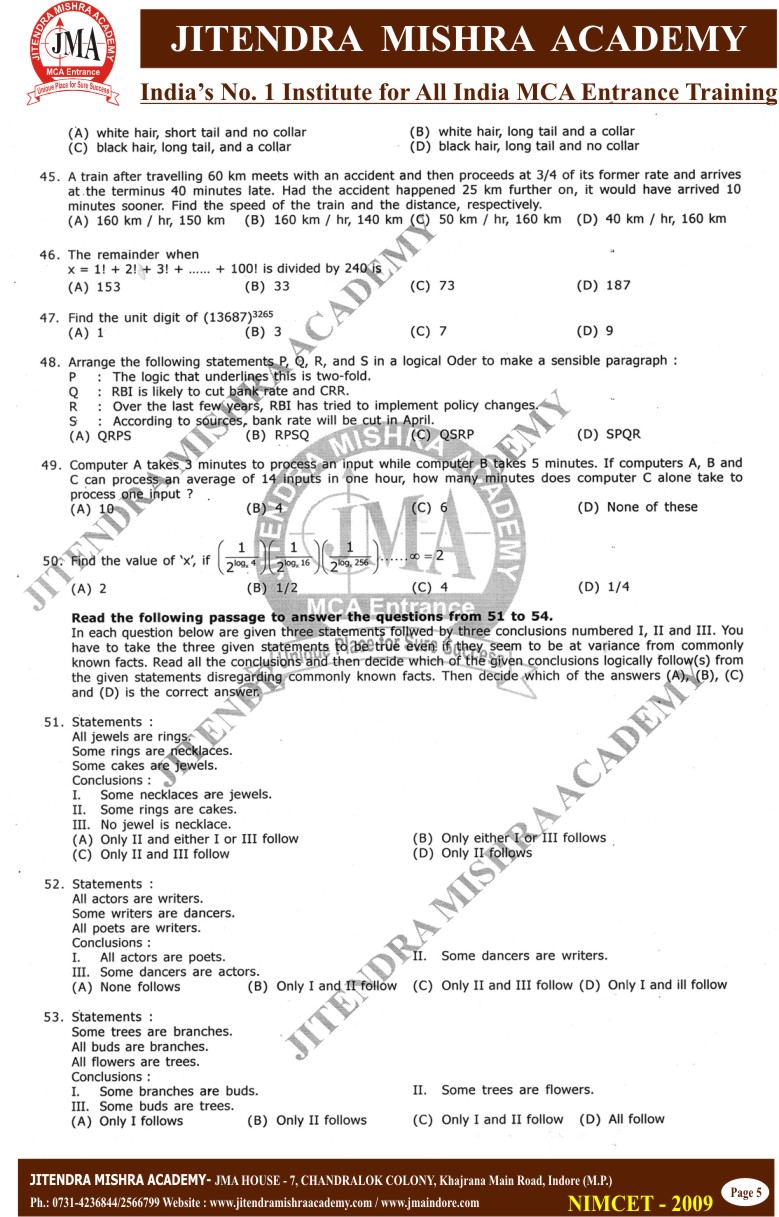 NIMCET 2009 PAPER (5)