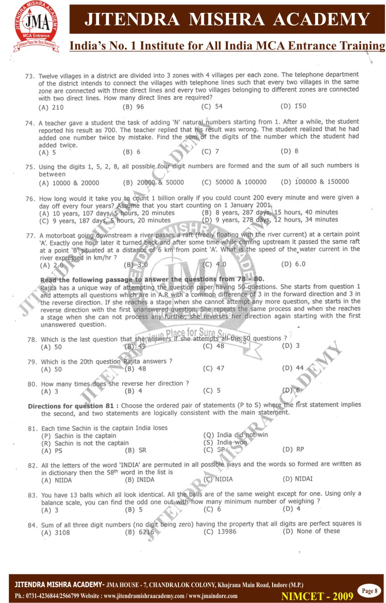 NIMCET 2009 PAPER (8)