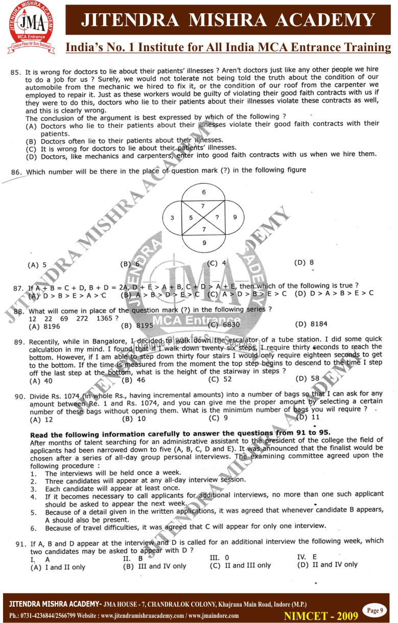 NIMCET 2009 PAPER (9)