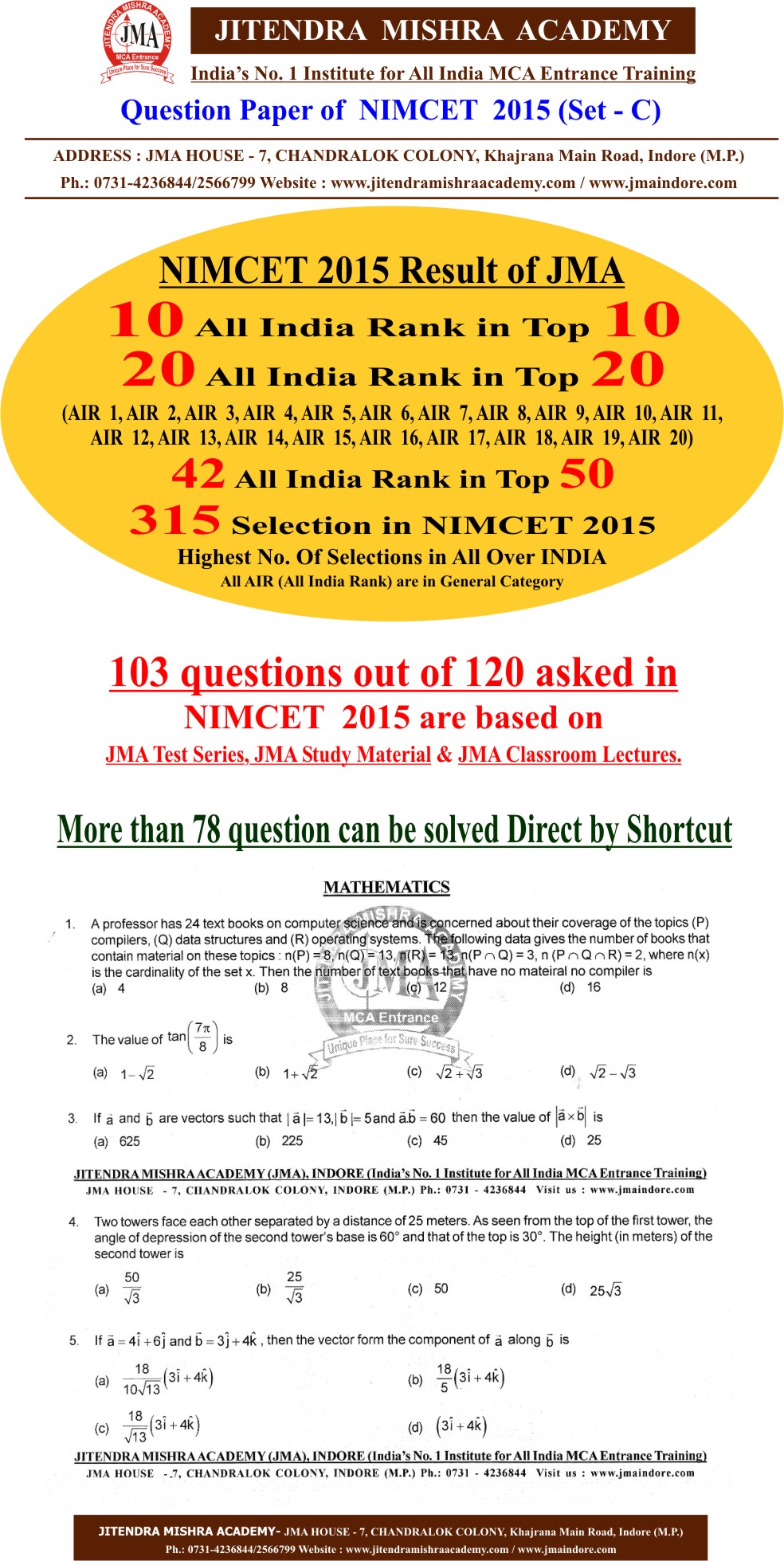 NIMCET 2015 PAPER FIRST PAGE