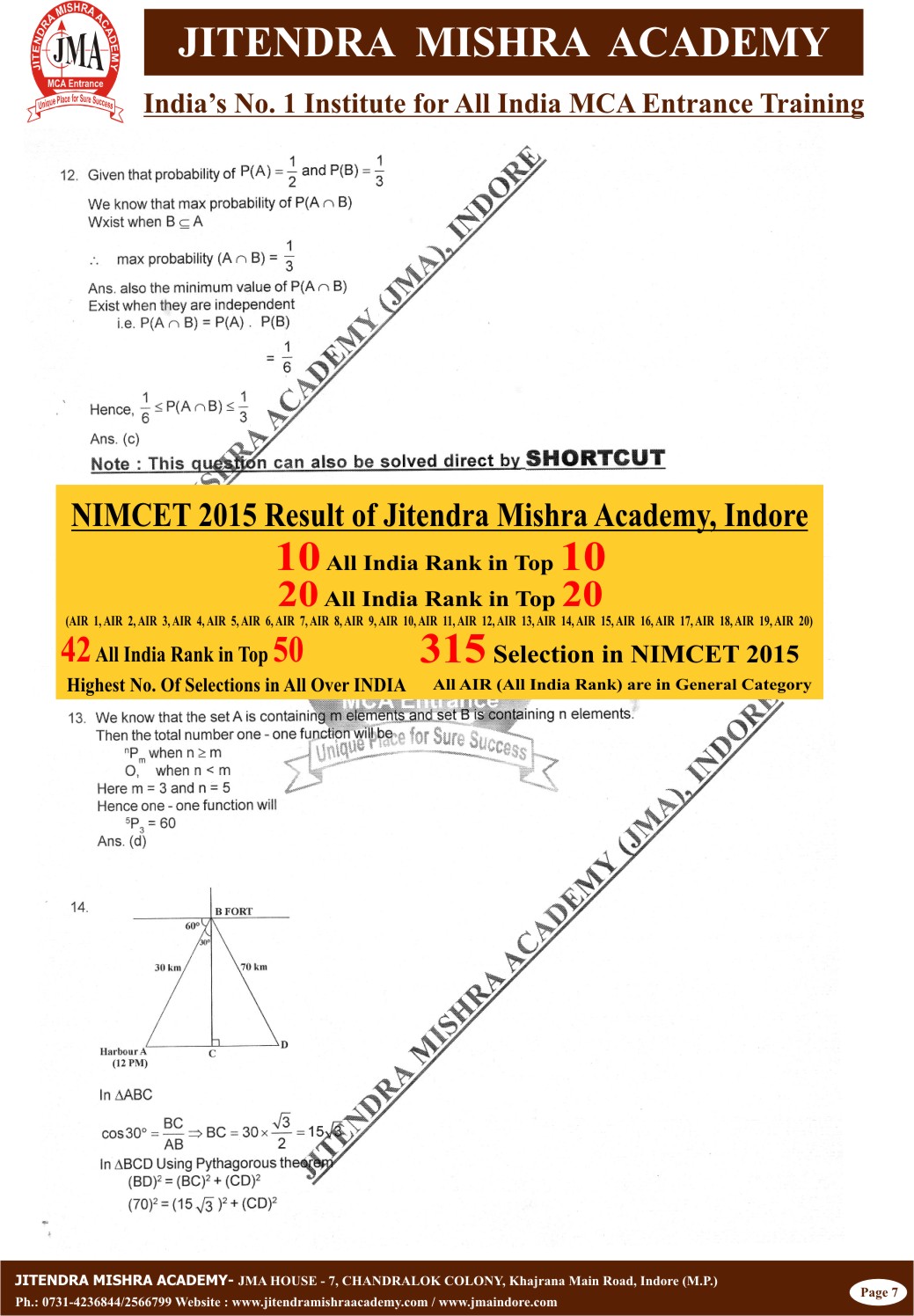 NIMCET - 2015 (SOLUTION) Final7