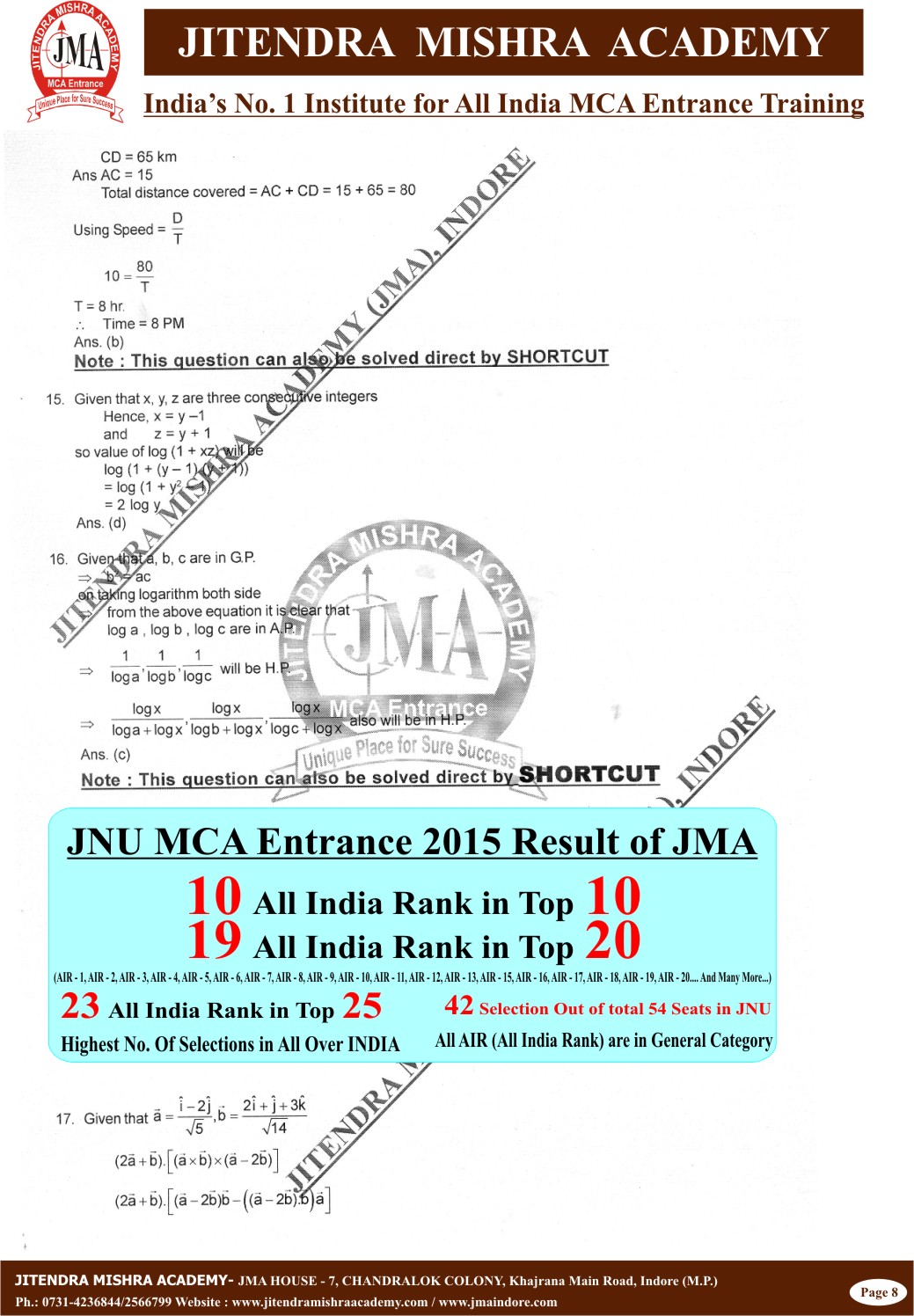 NIMCET - 2015 (SOLUTION) Final8