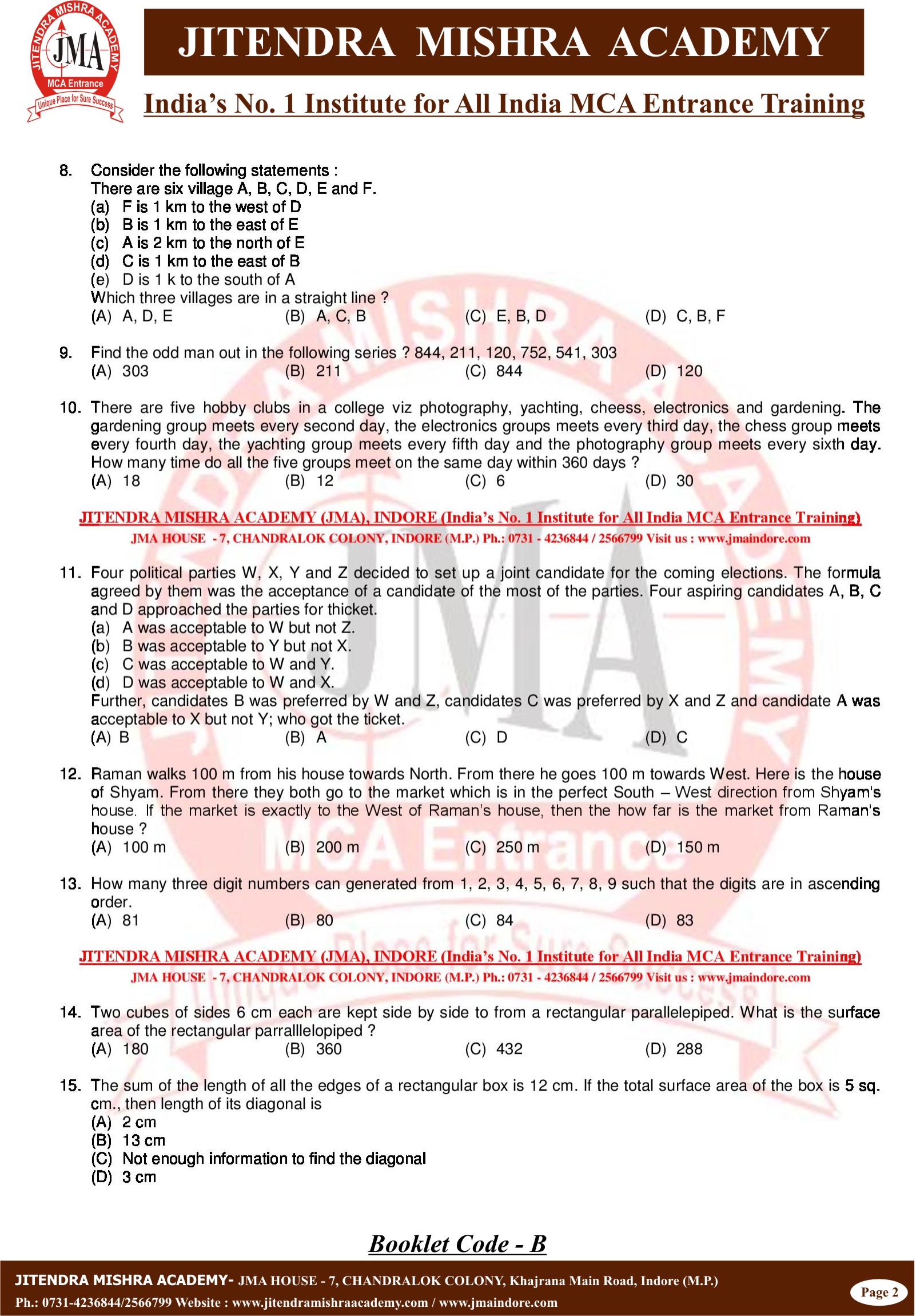 HCU MCA - 2016 (Question Paper) Set B (2)