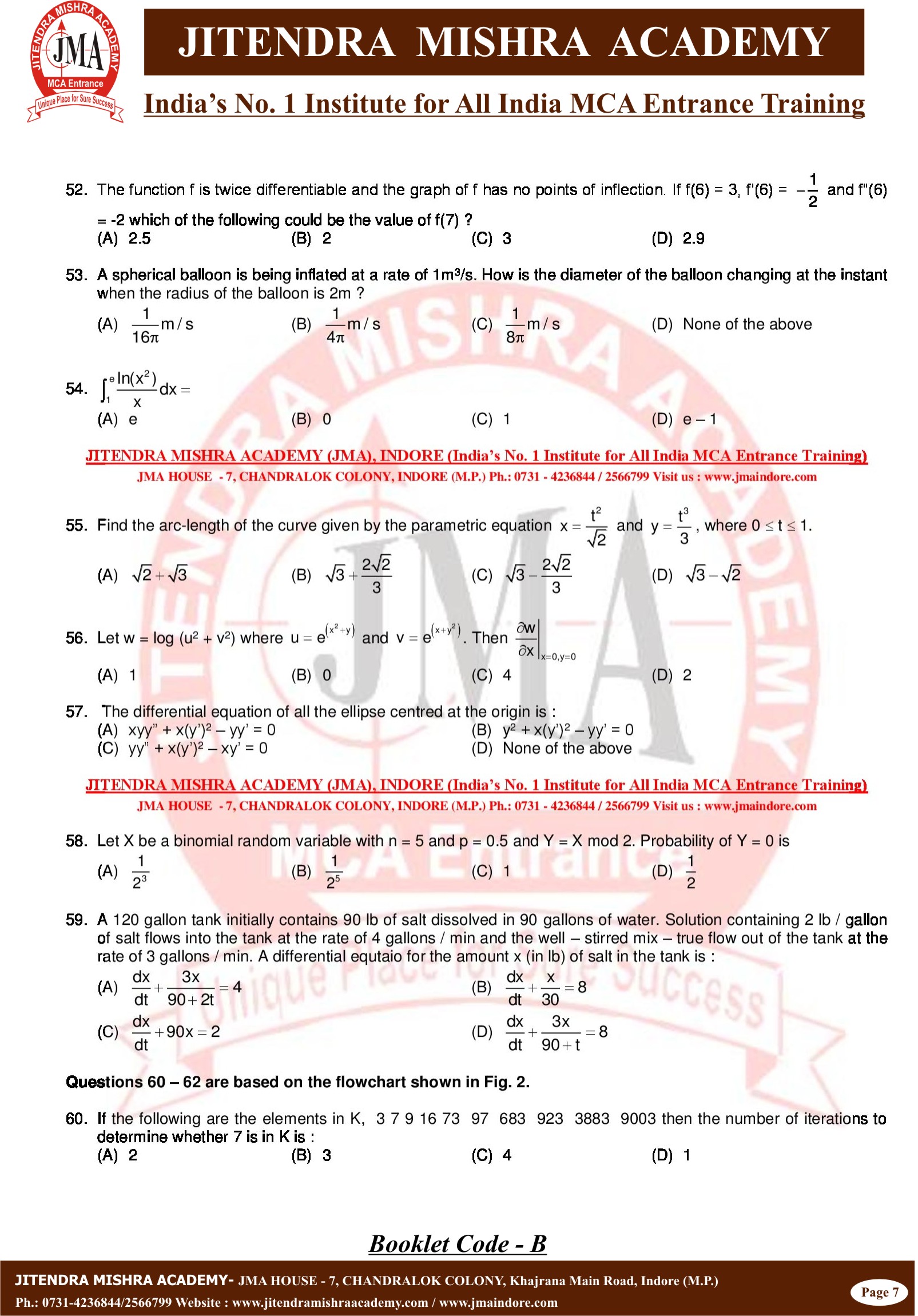 HCU MCA - 2016 (Question Paper) Set B (7)