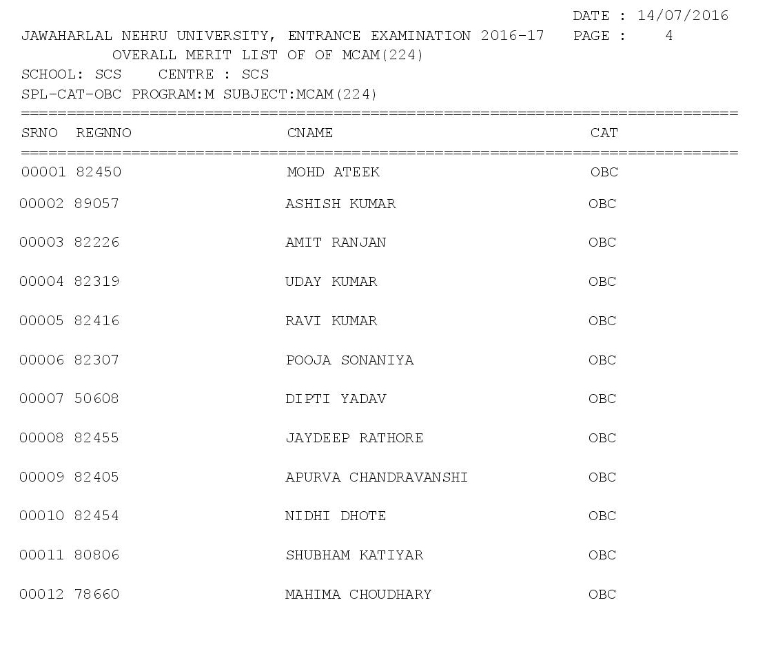 OBC LIST