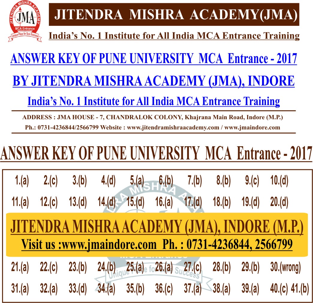 PUNE - 2017 answerkey