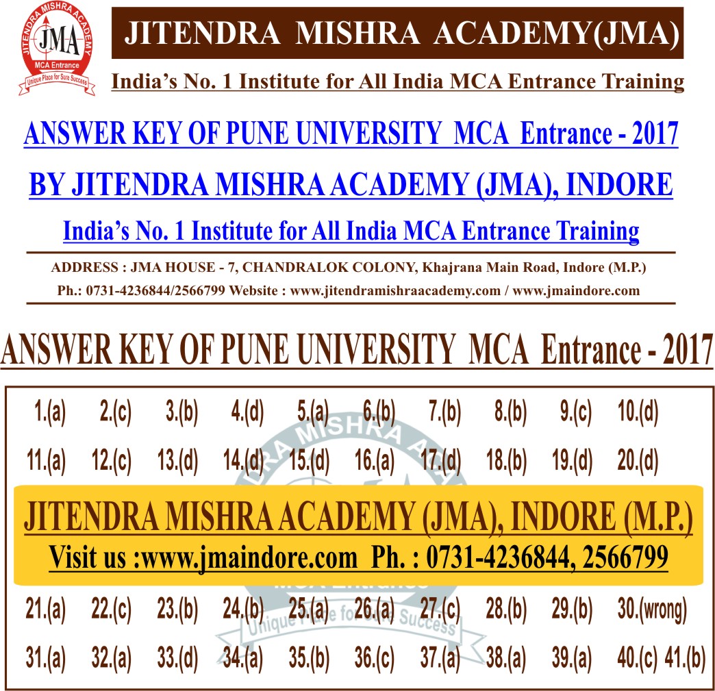 PUNE - 2017 answerkey