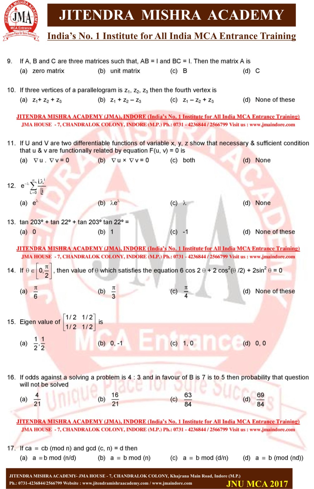 JNU 2017 PAPER 2