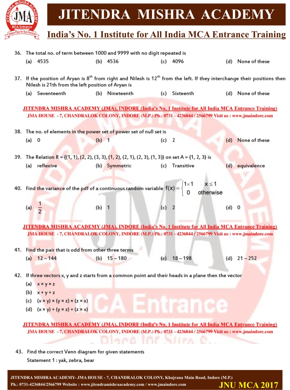 JNU 2017 PAPER 5