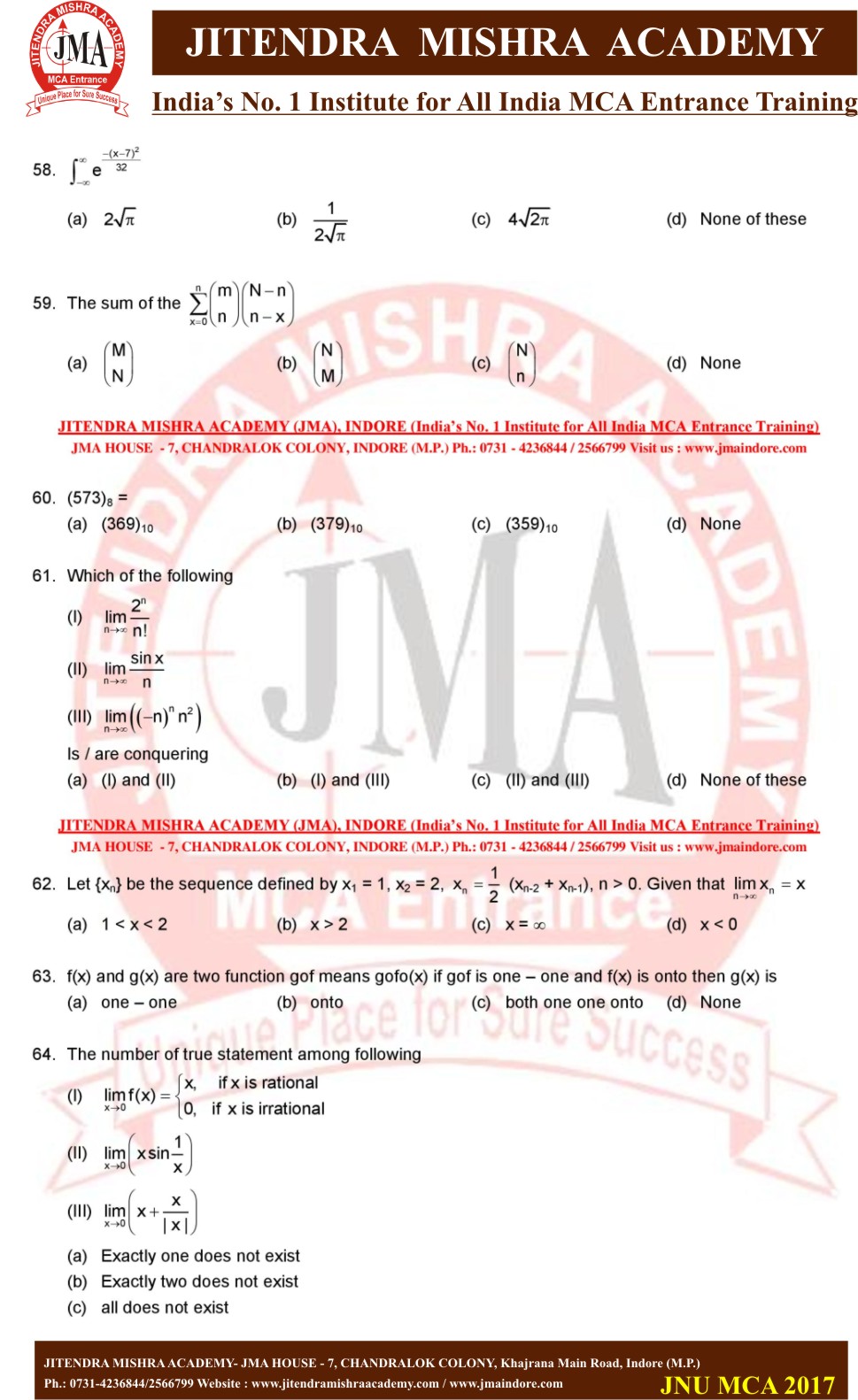 JNU 2017 PAPER 8