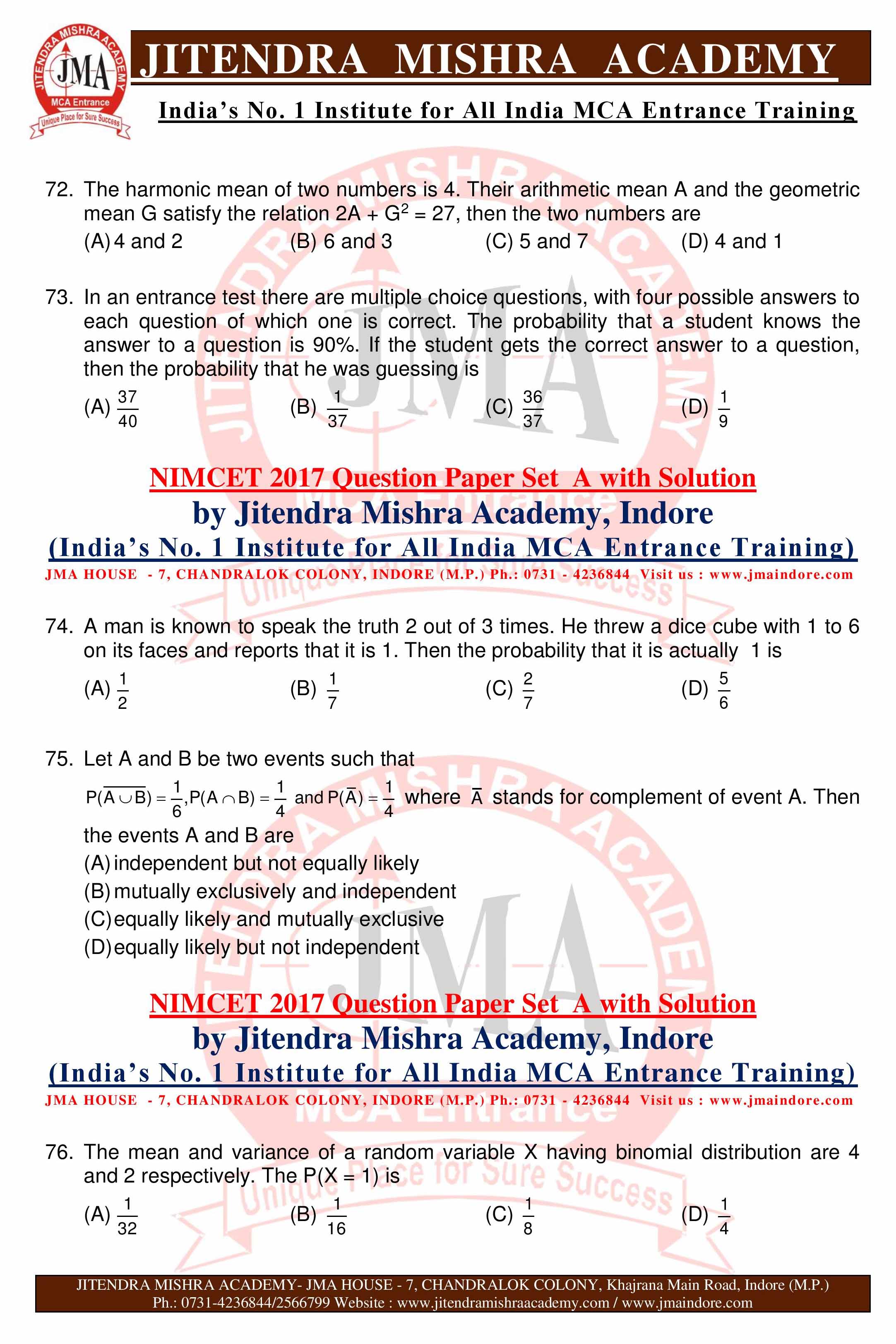 NIMCET 2017 QUESTION PAPER -SET - A--page-014