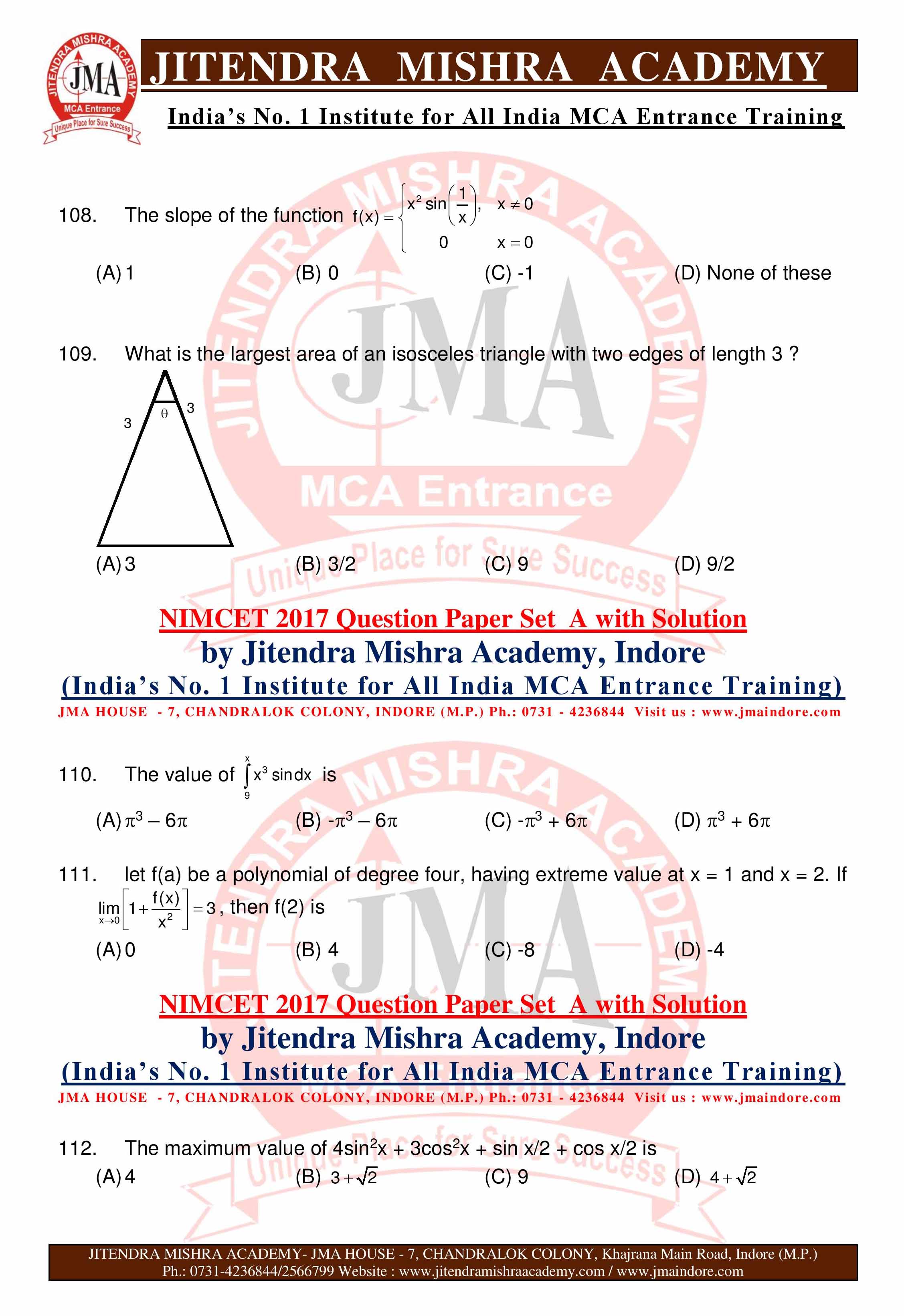 NIMCET 2017 QUESTION PAPER -SET - A--page-020