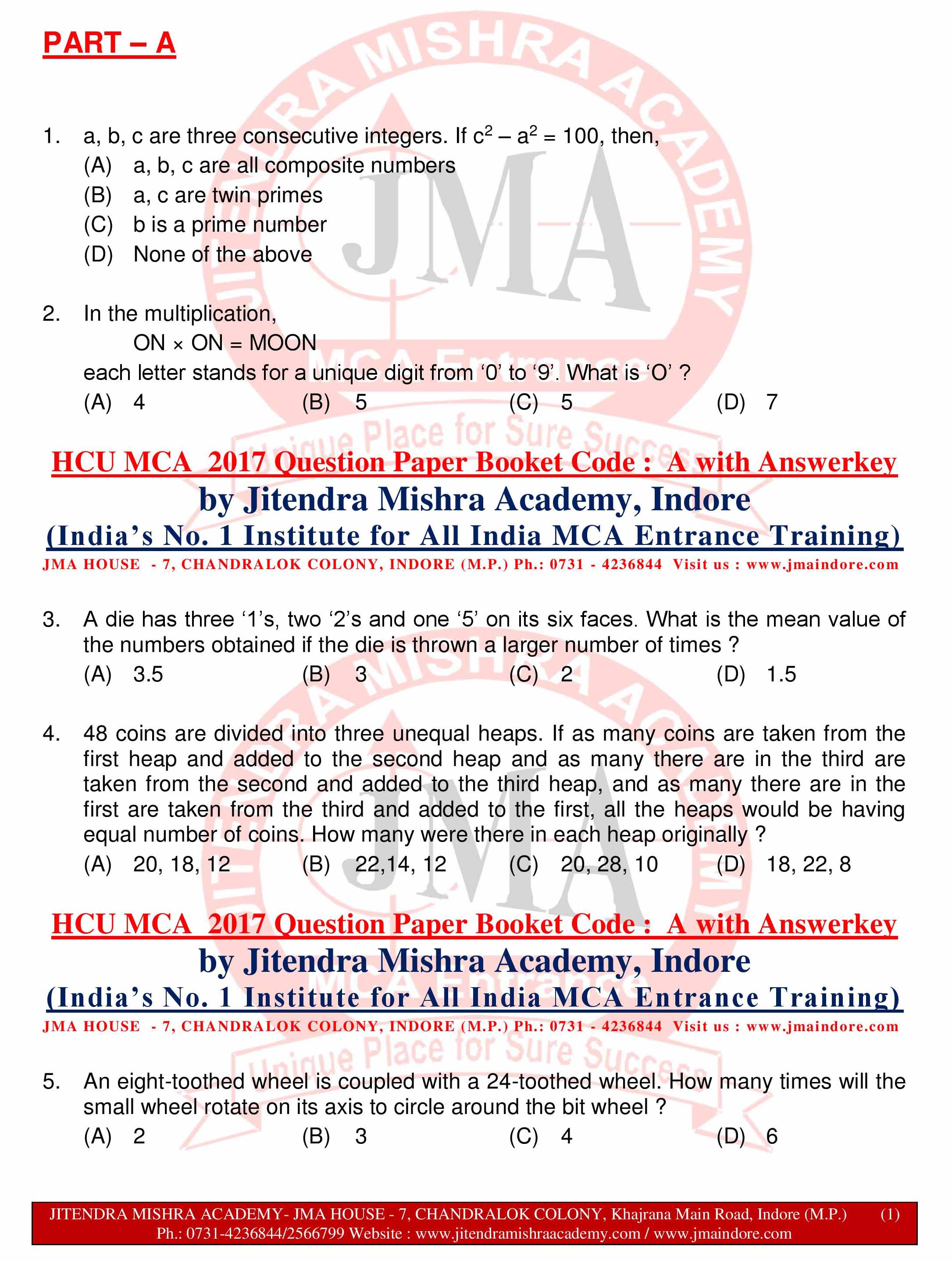 HCU MCA 2017 QUESTION PAPER -SET - A--page-001