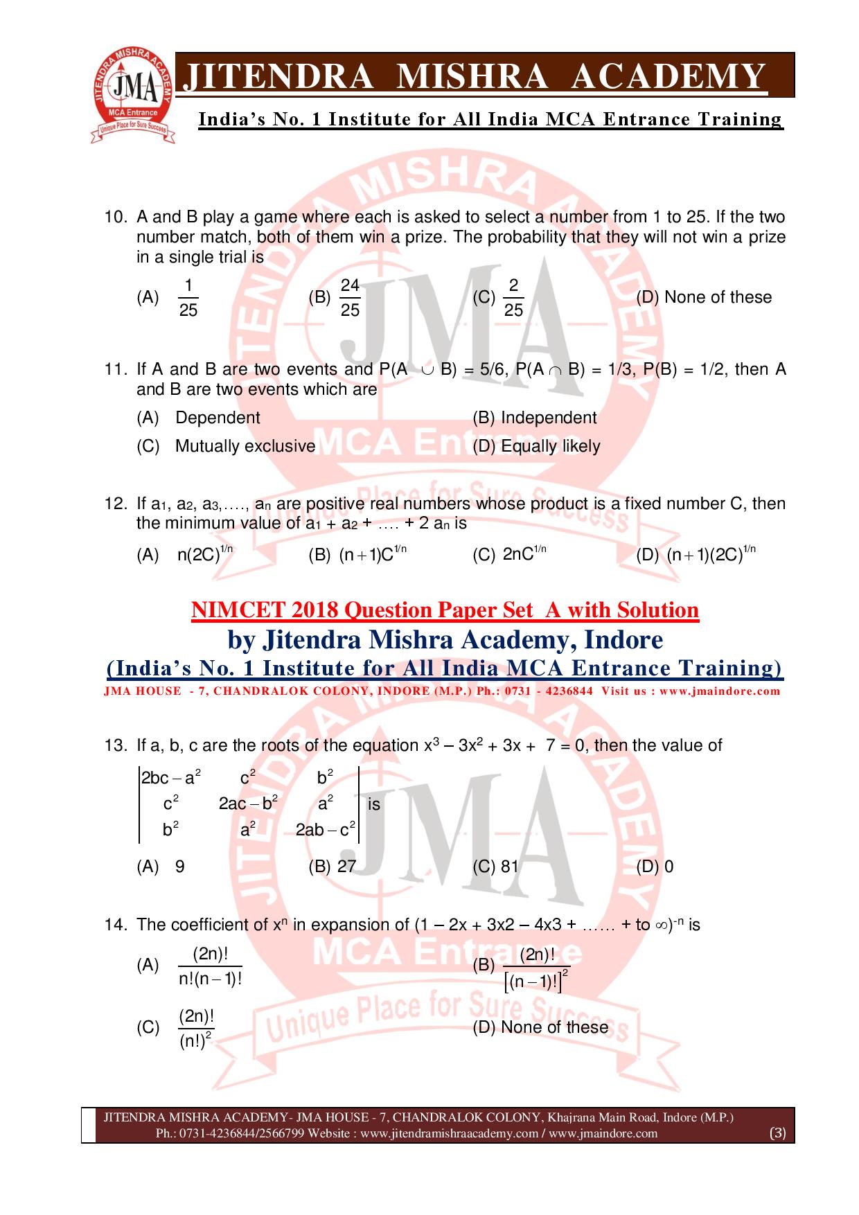 NIMCET 2018 QUESTION PAPER (SET - A)-page-003