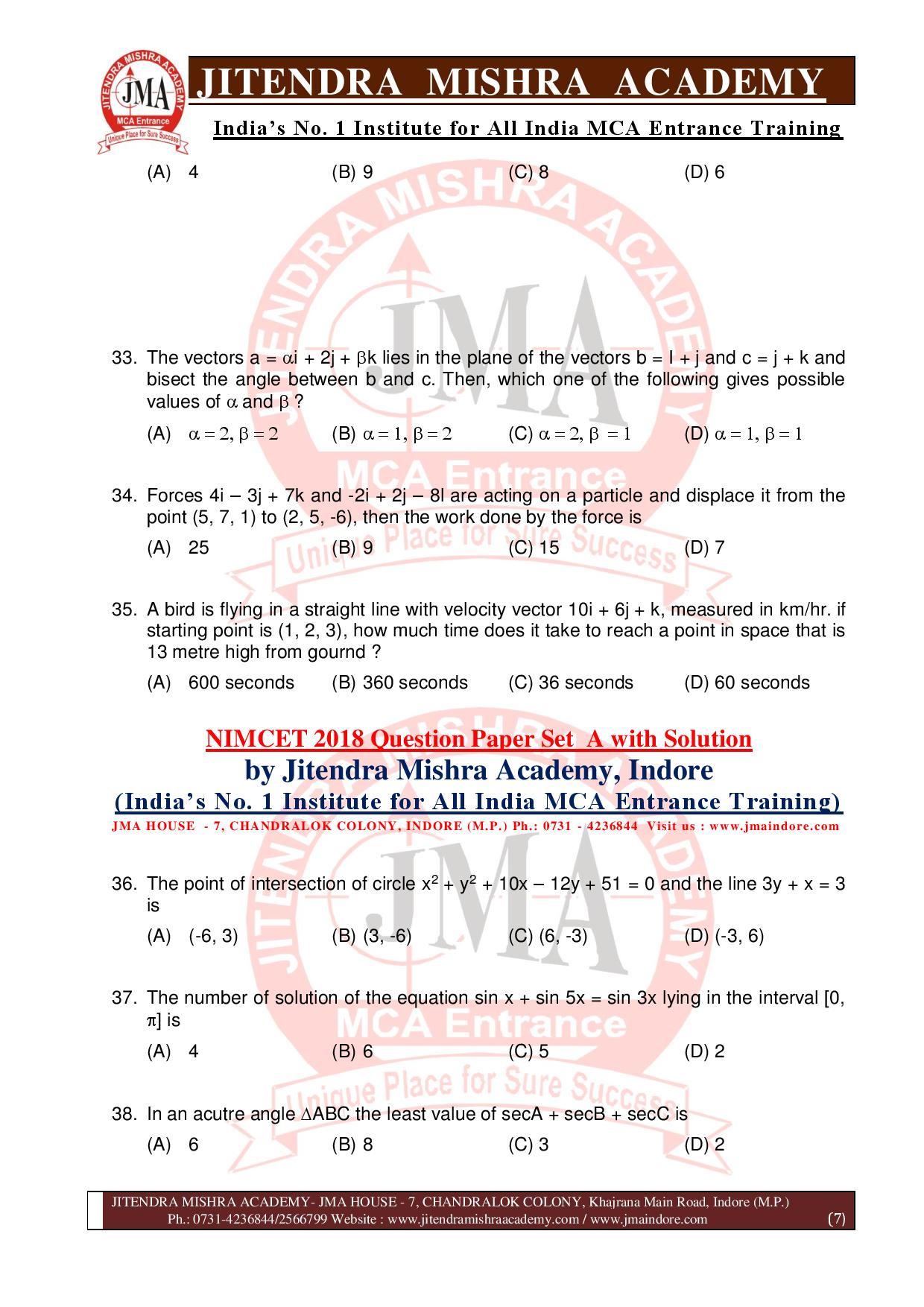 NIMCET 2018 QUESTION PAPER (SET - A)-page-007