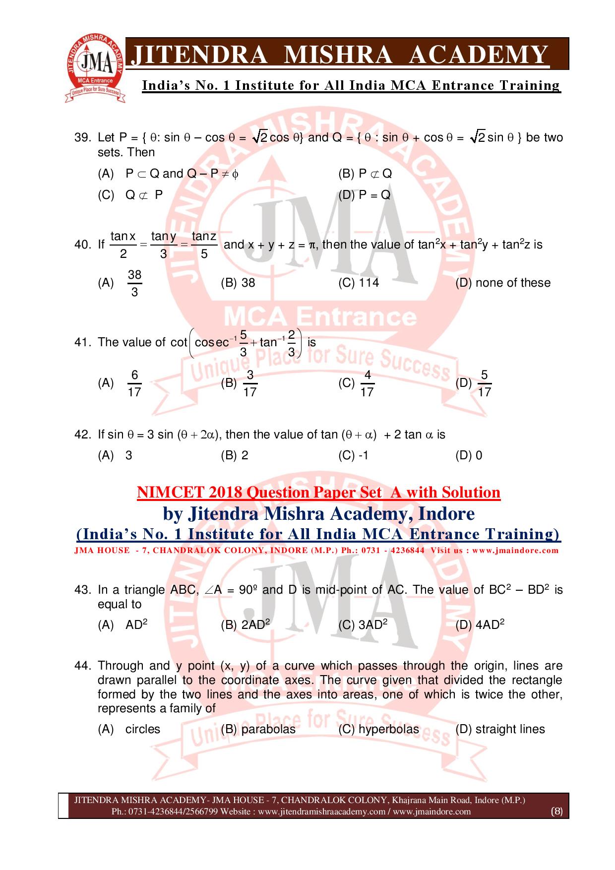 NIMCET 2018 QUESTION PAPER (SET - A)-page-008