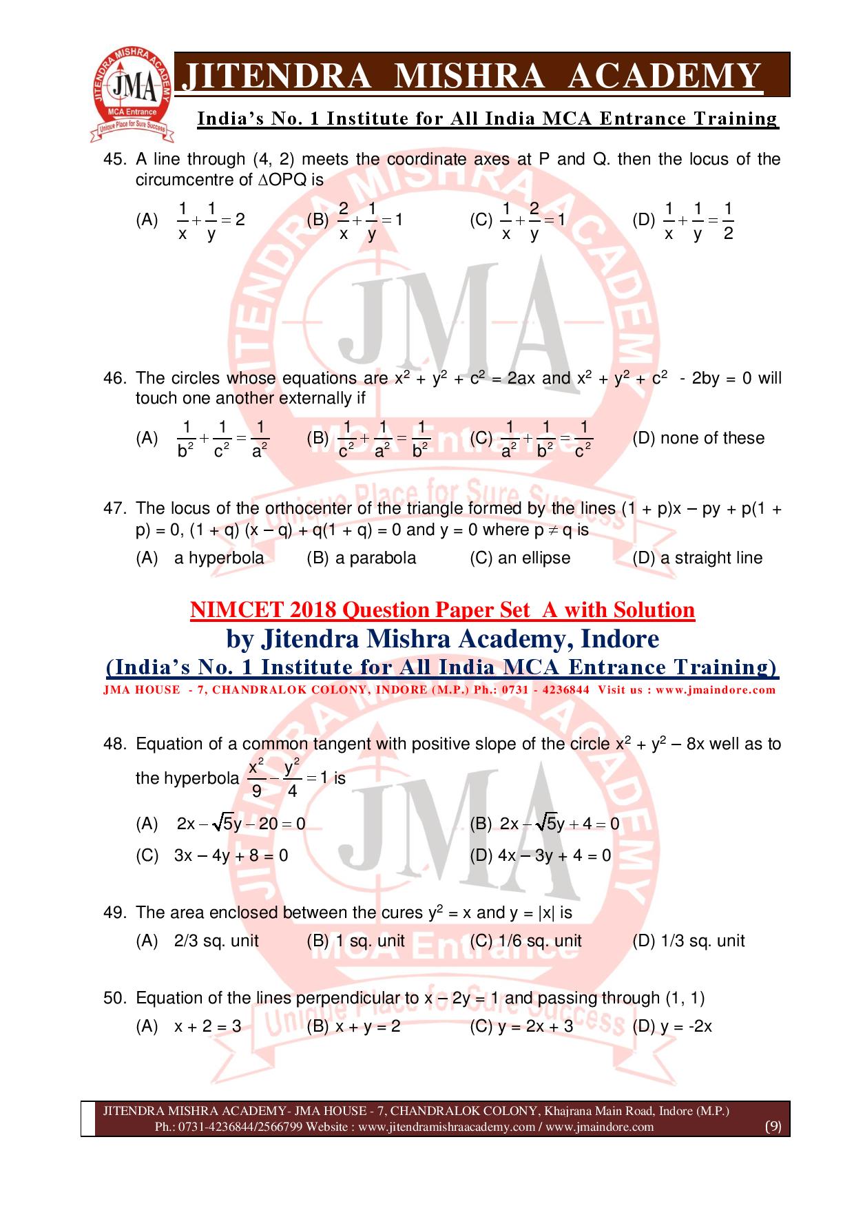 NIMCET 2018 QUESTION PAPER (SET - A)-page-009