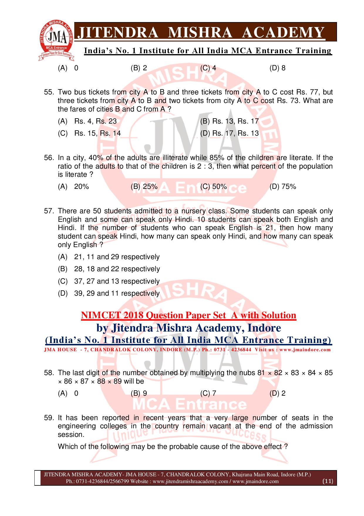 NIMCET 2018 QUESTION PAPER (SET - A)-page-011