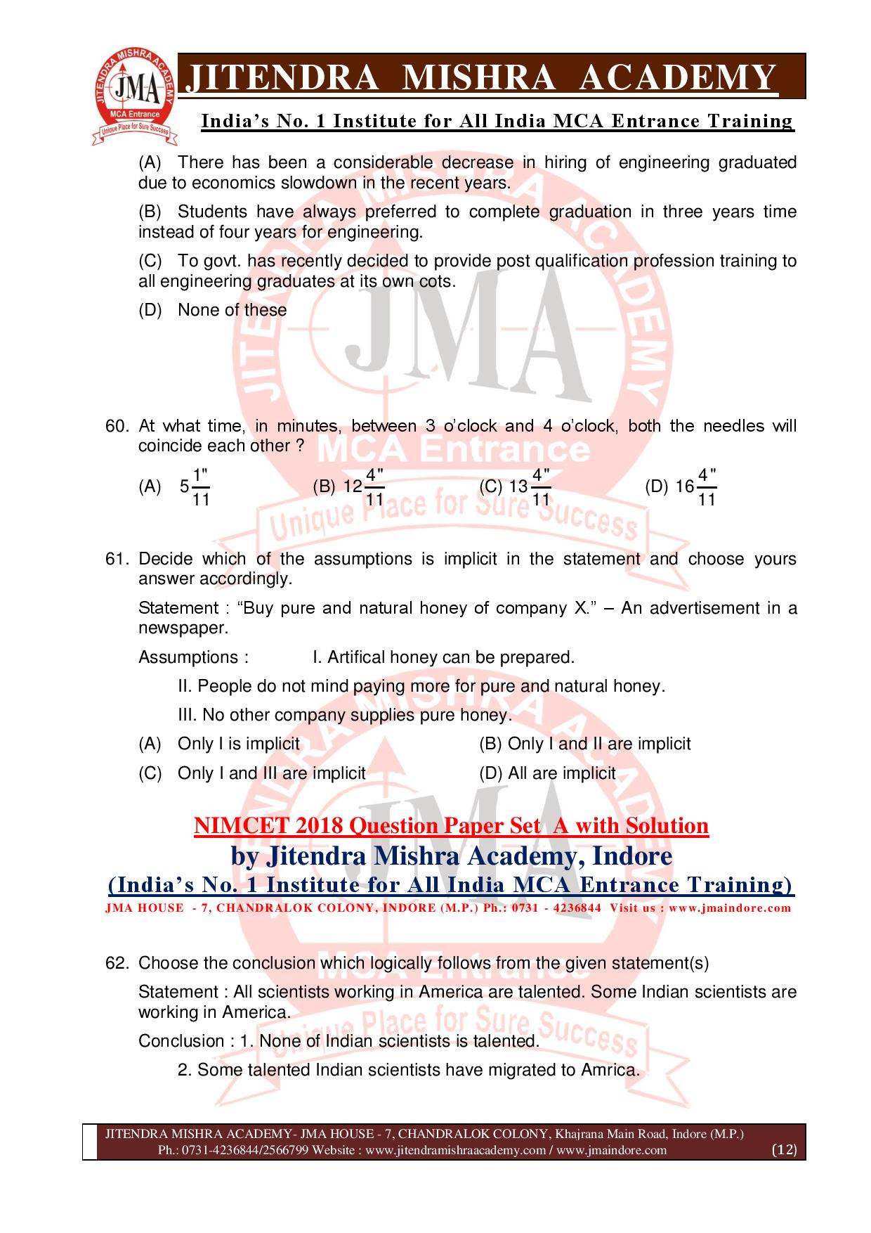 NIMCET 2018 QUESTION PAPER (SET - A)-page-012