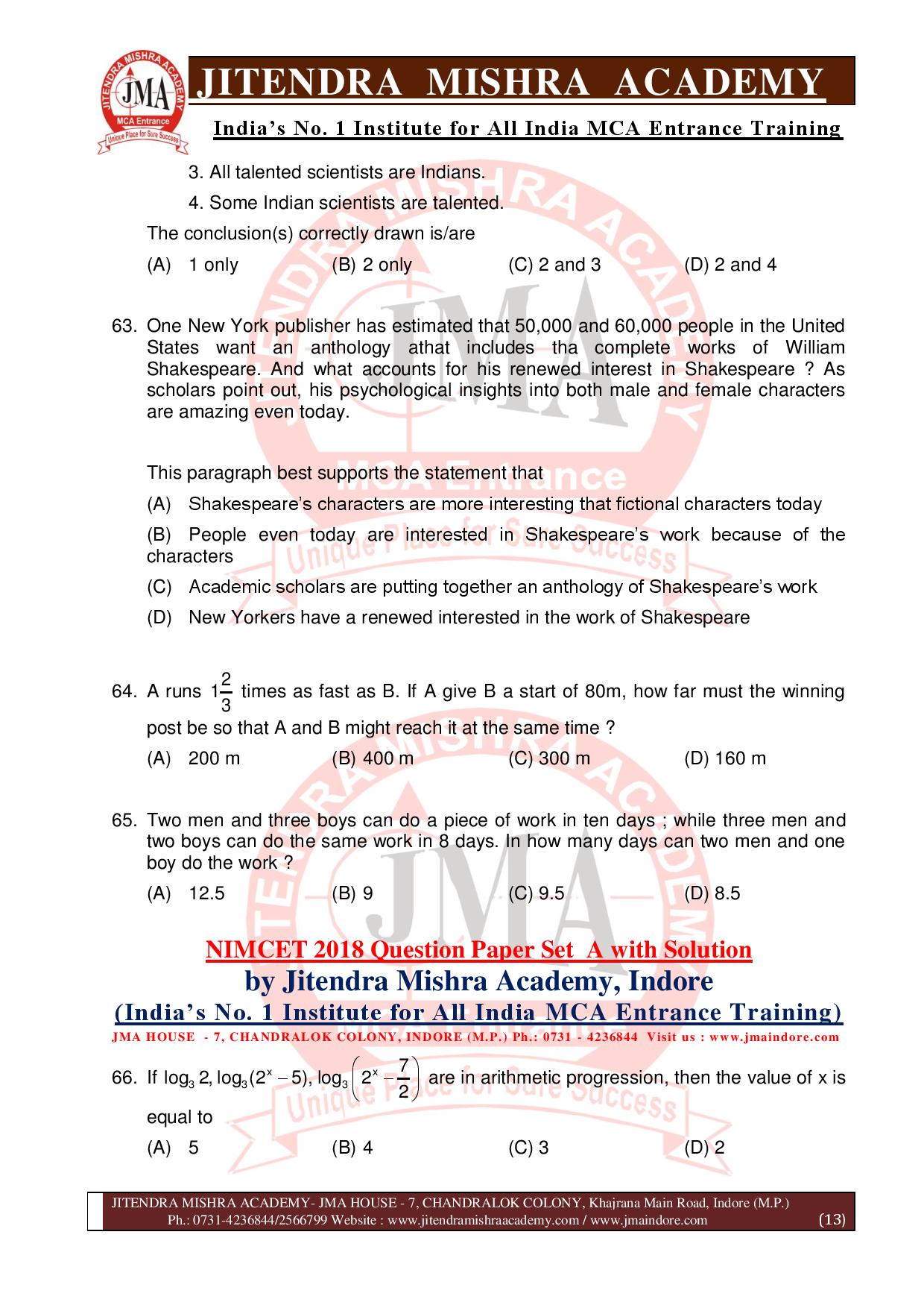 NIMCET 2018 QUESTION PAPER (SET - A)-page-013