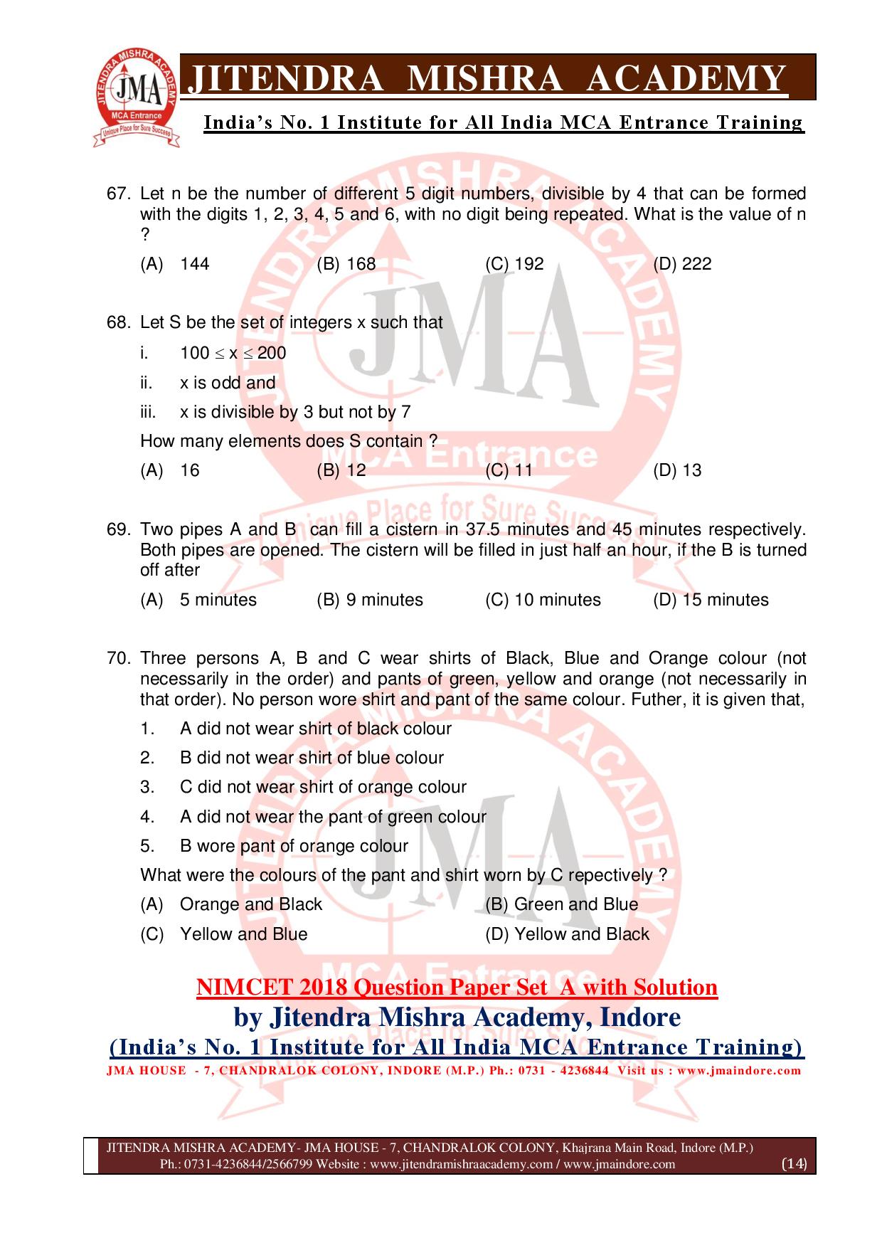 NIMCET 2018 QUESTION PAPER (SET - A)-page-014