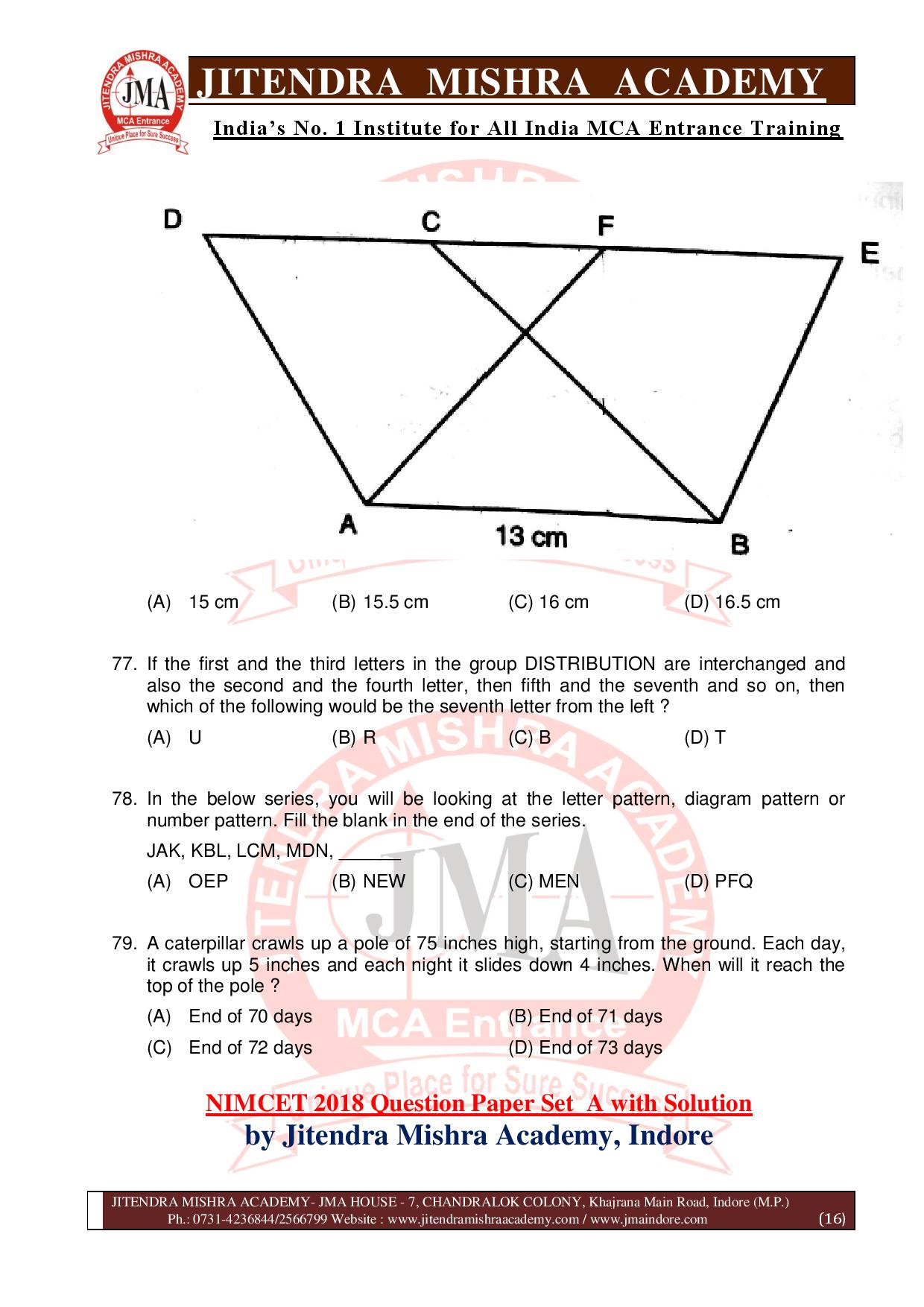 NIMCET 2018 QUESTION PAPER (SET - A)-page-016