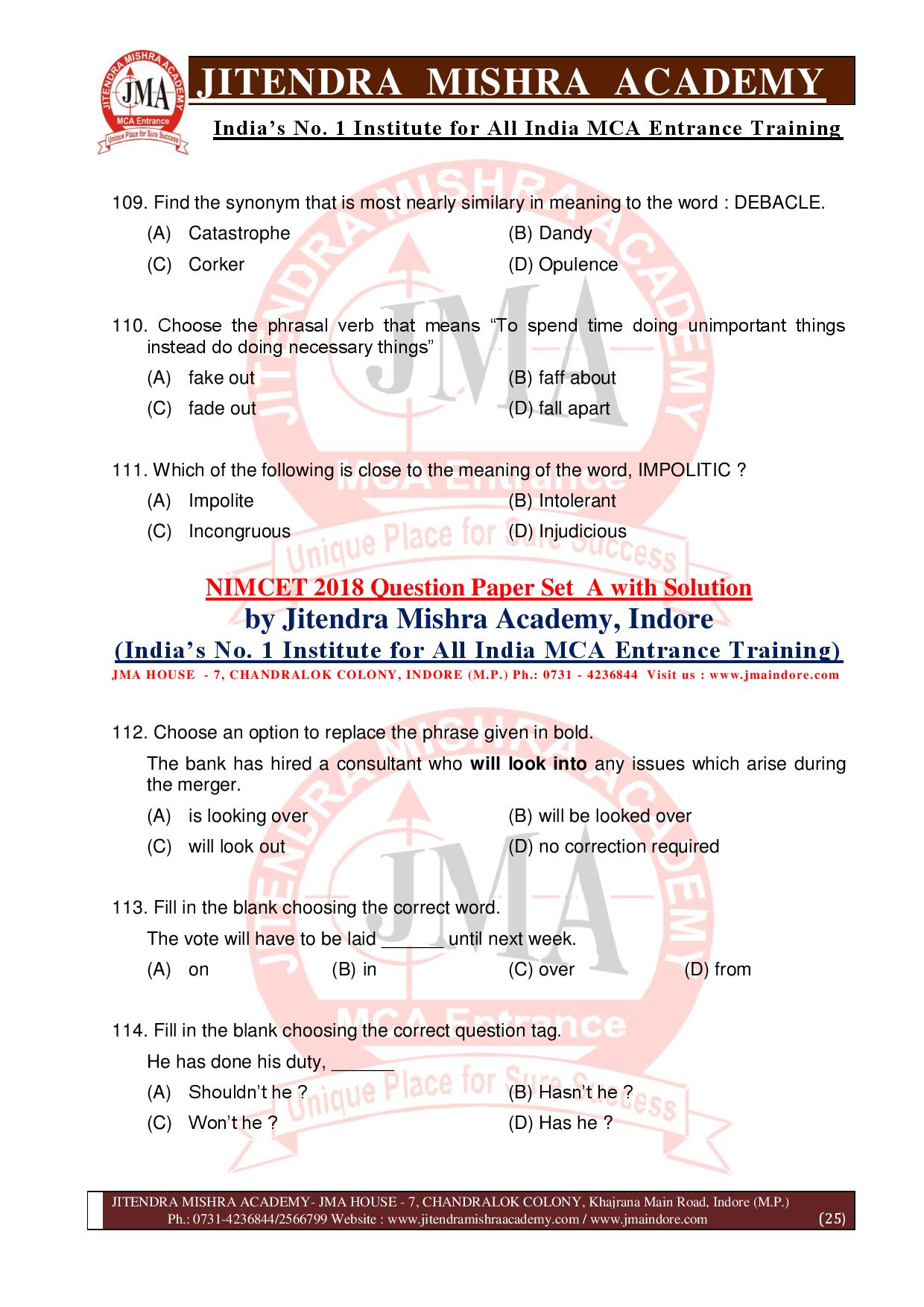NIMCET 2018 QUESTION PAPER (SET - A)-page-025