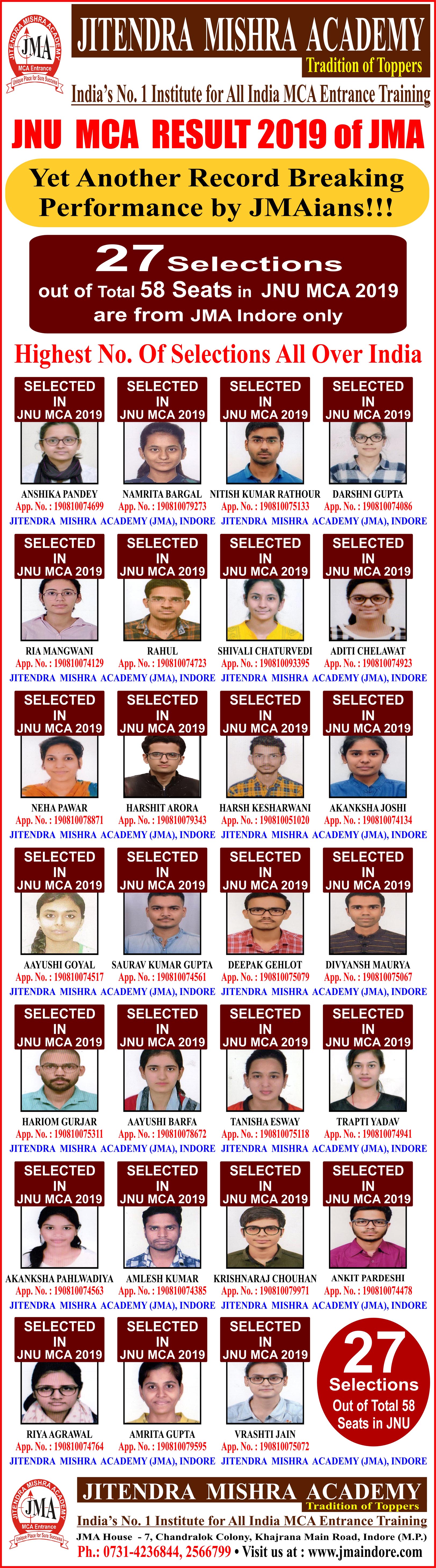 JNU MCA RESULT 2019 hu