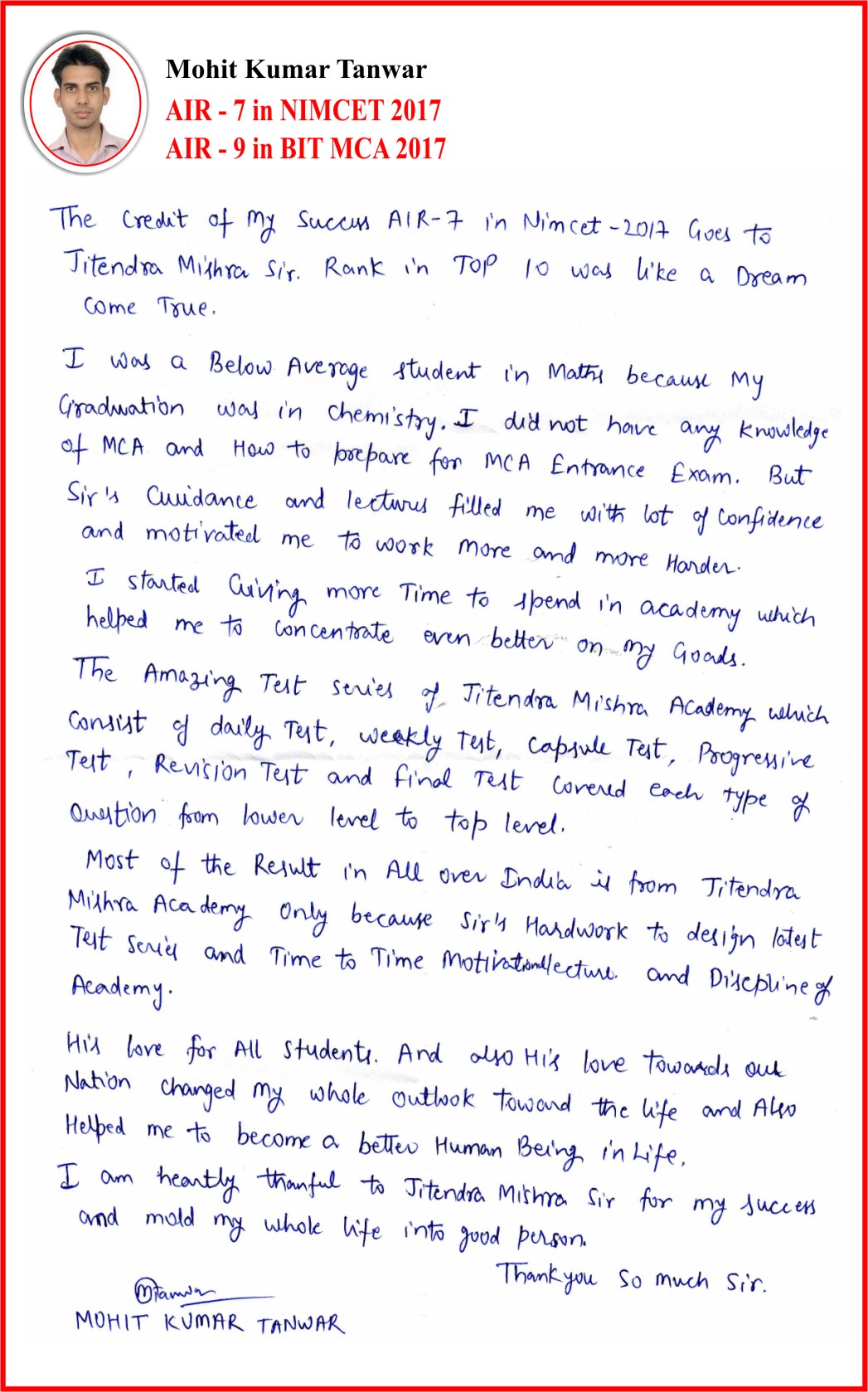 7. MOHIT SINGH TANWAR