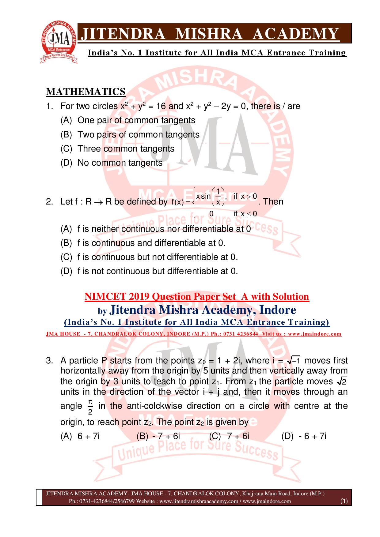 NIMCET 2019 QUESTION PAPER (SET - A) final-page-001