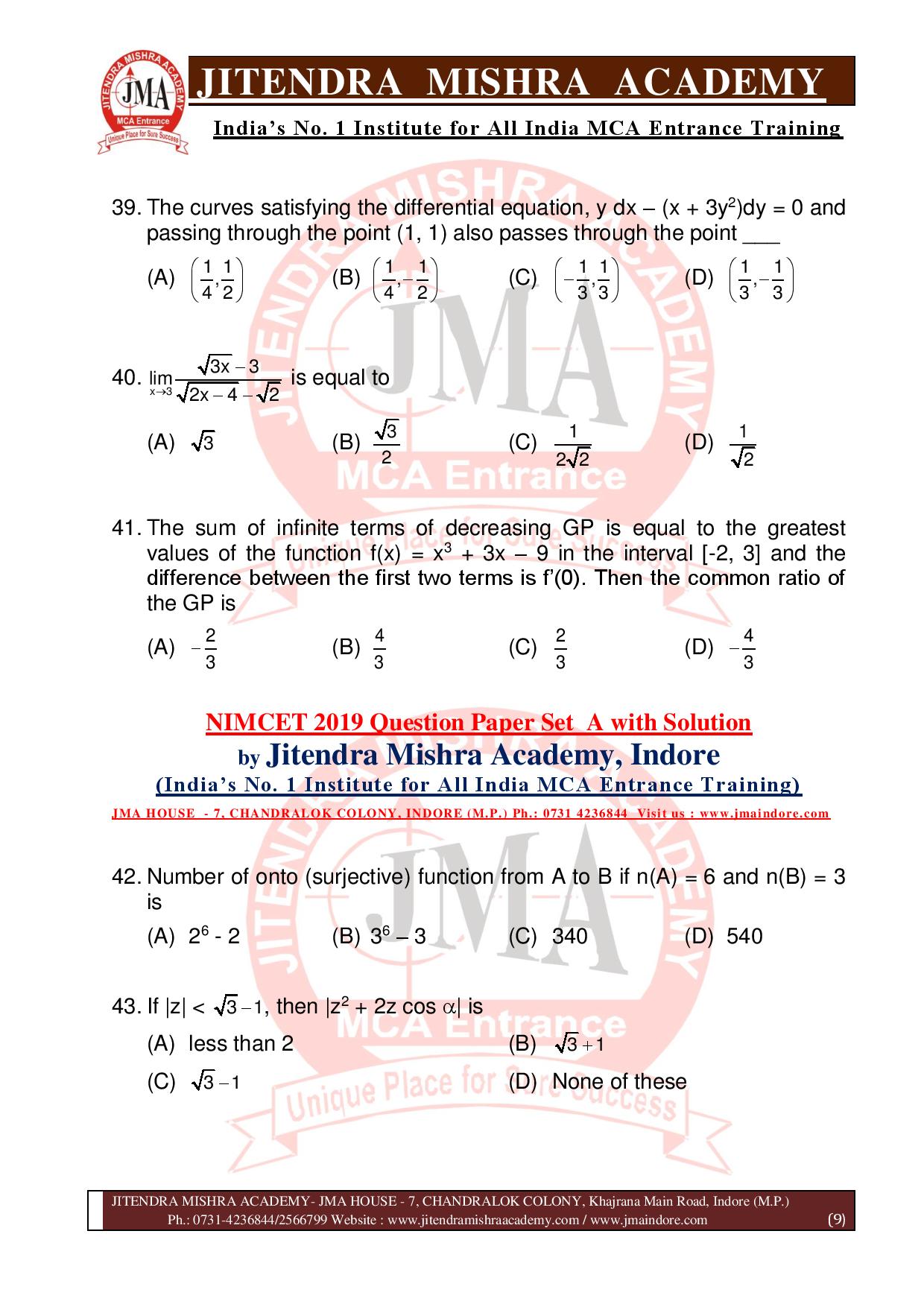 NIMCET 2019 QUESTION PAPER (SET - A) final-page-009