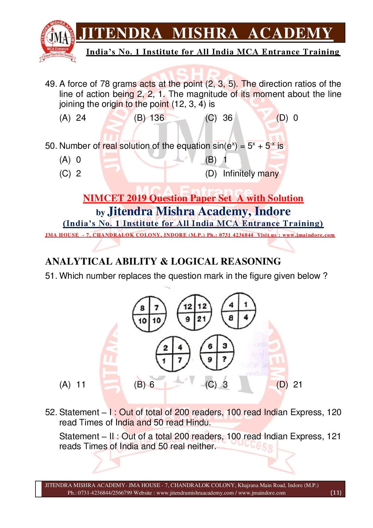 NIMCET 2019 QUESTION PAPER (SET - A) final-page-011