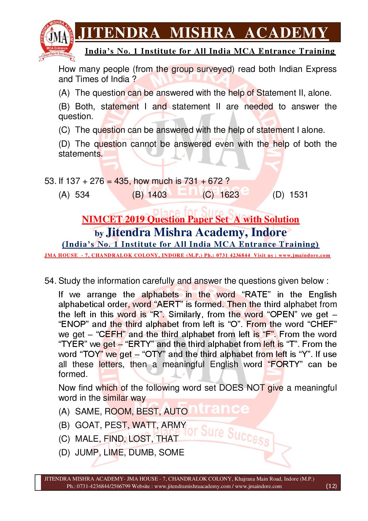 NIMCET 2019 QUESTION PAPER (SET - A) final-page-012