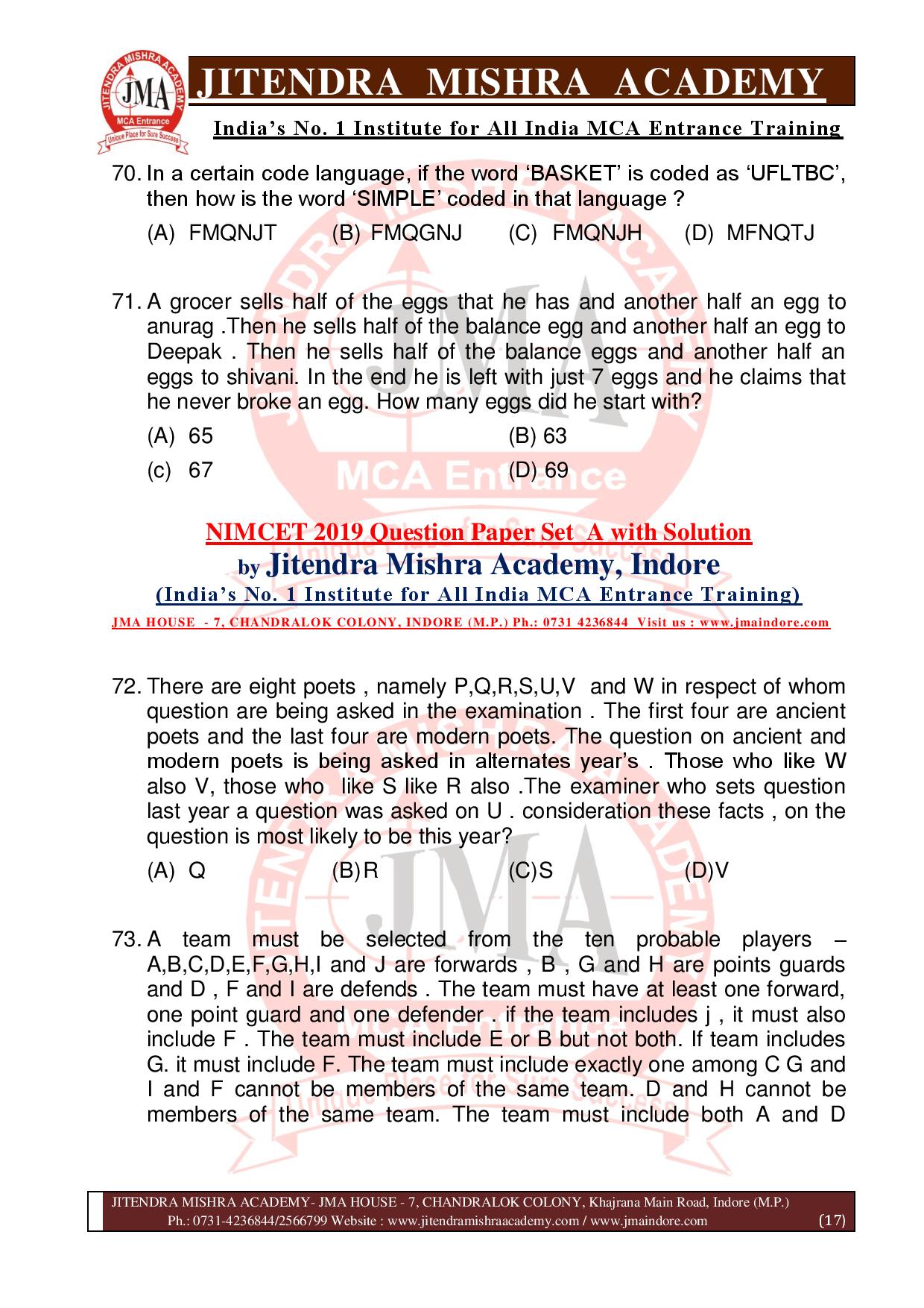 NIMCET 2019 QUESTION PAPER (SET - A) final-page-017