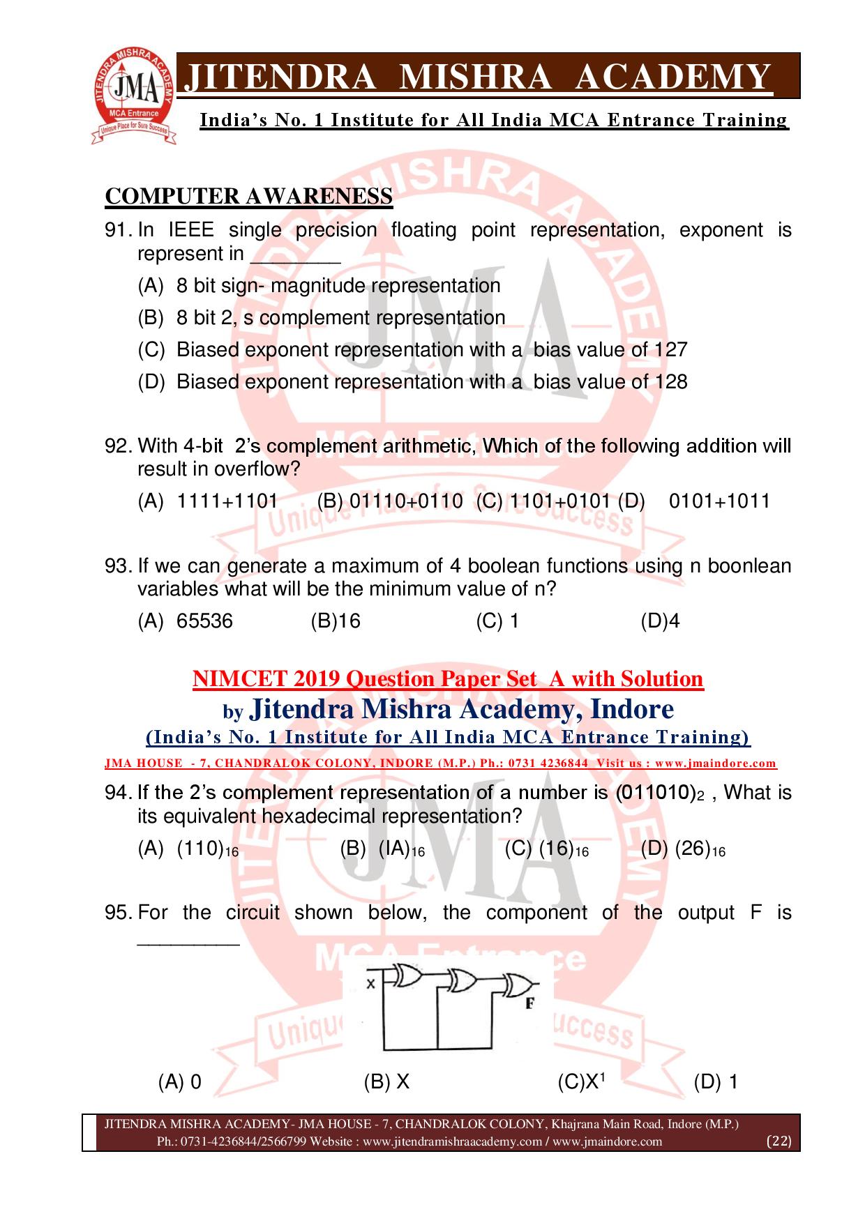 NIMCET 2019 QUESTION PAPER (SET - A) final-page-022