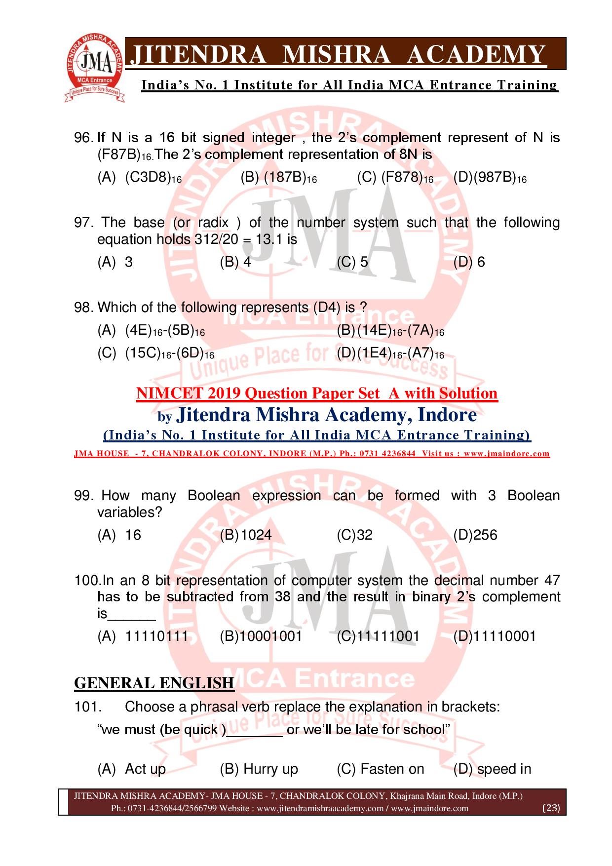 NIMCET 2019 QUESTION PAPER (SET - A) final-page-023