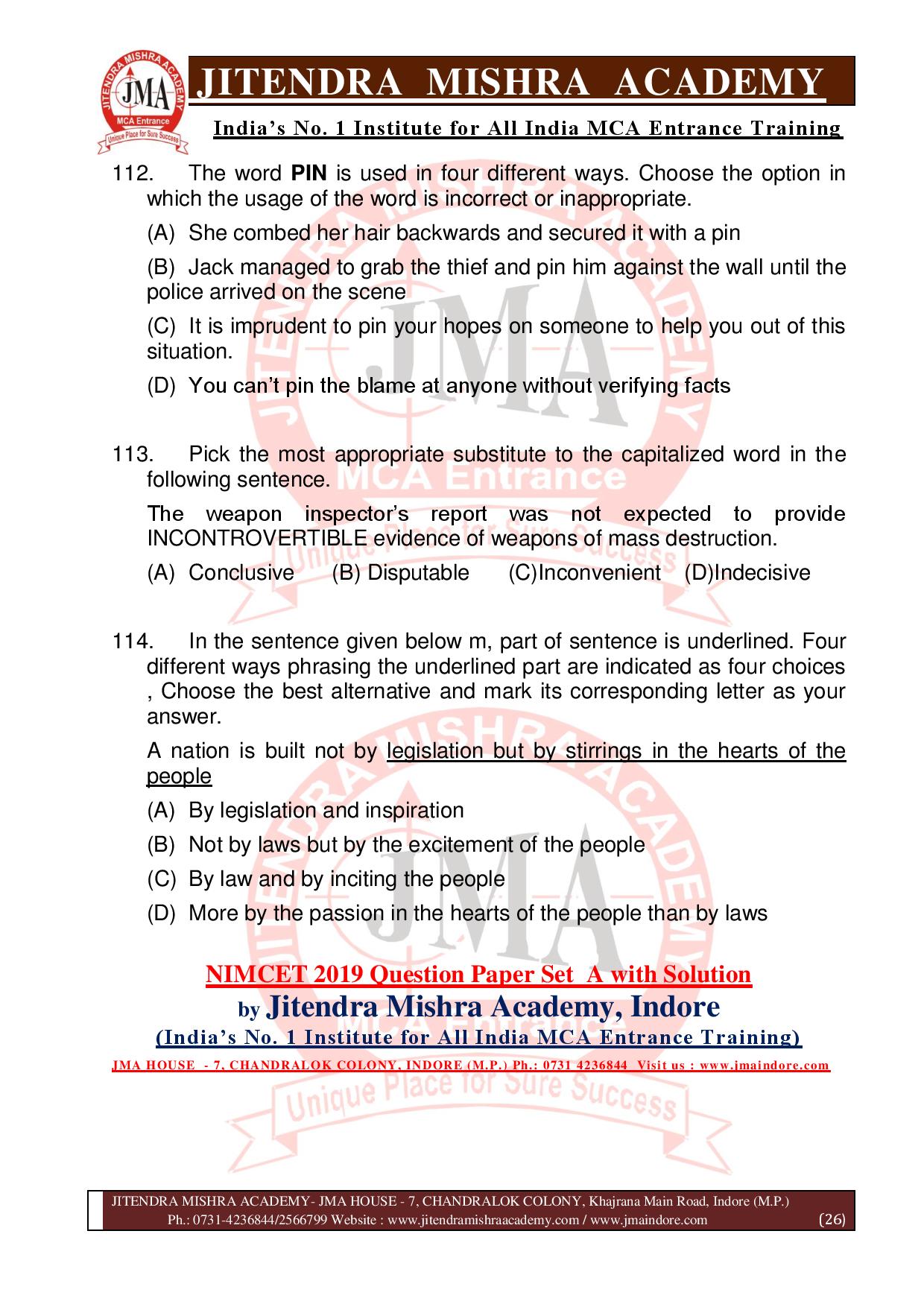 NIMCET 2019 QUESTION PAPER (SET - A) final-page-026